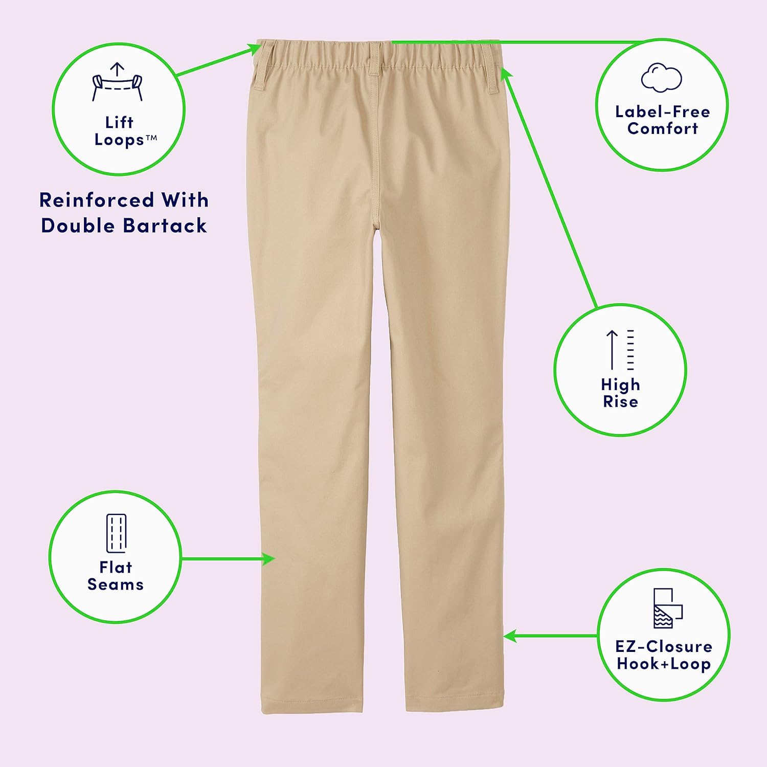 French Toast Girls Adaptive Straight Leg Stretch Twill Pant