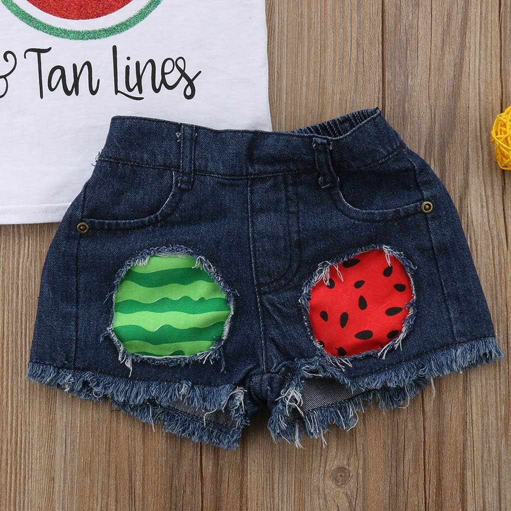 Perfect Ripped Denim Watermelon Print Set for Baby Girls 1-4 Years
