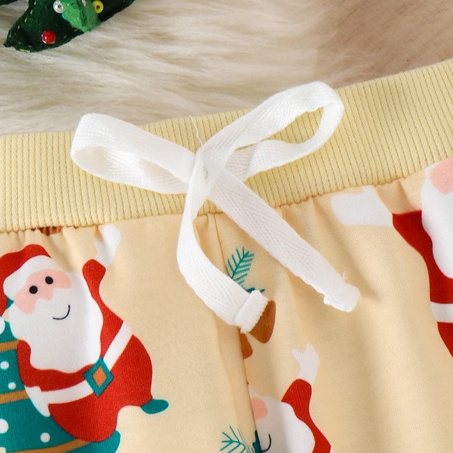 Christmas Toddler Santa Print Pullover T-Shirt with Headband