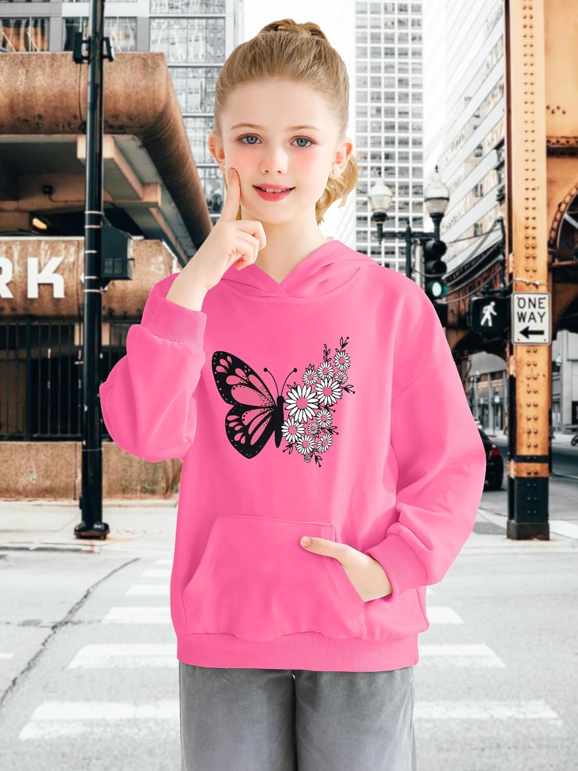 Cudtum Girls Long Sleeve Hoodie with Pocket