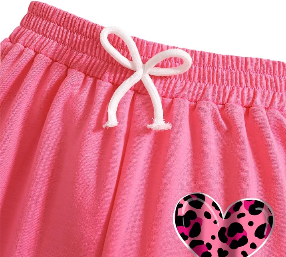 Stylish Heart Graphic Print Sweater Pants Set for Toddler Girls