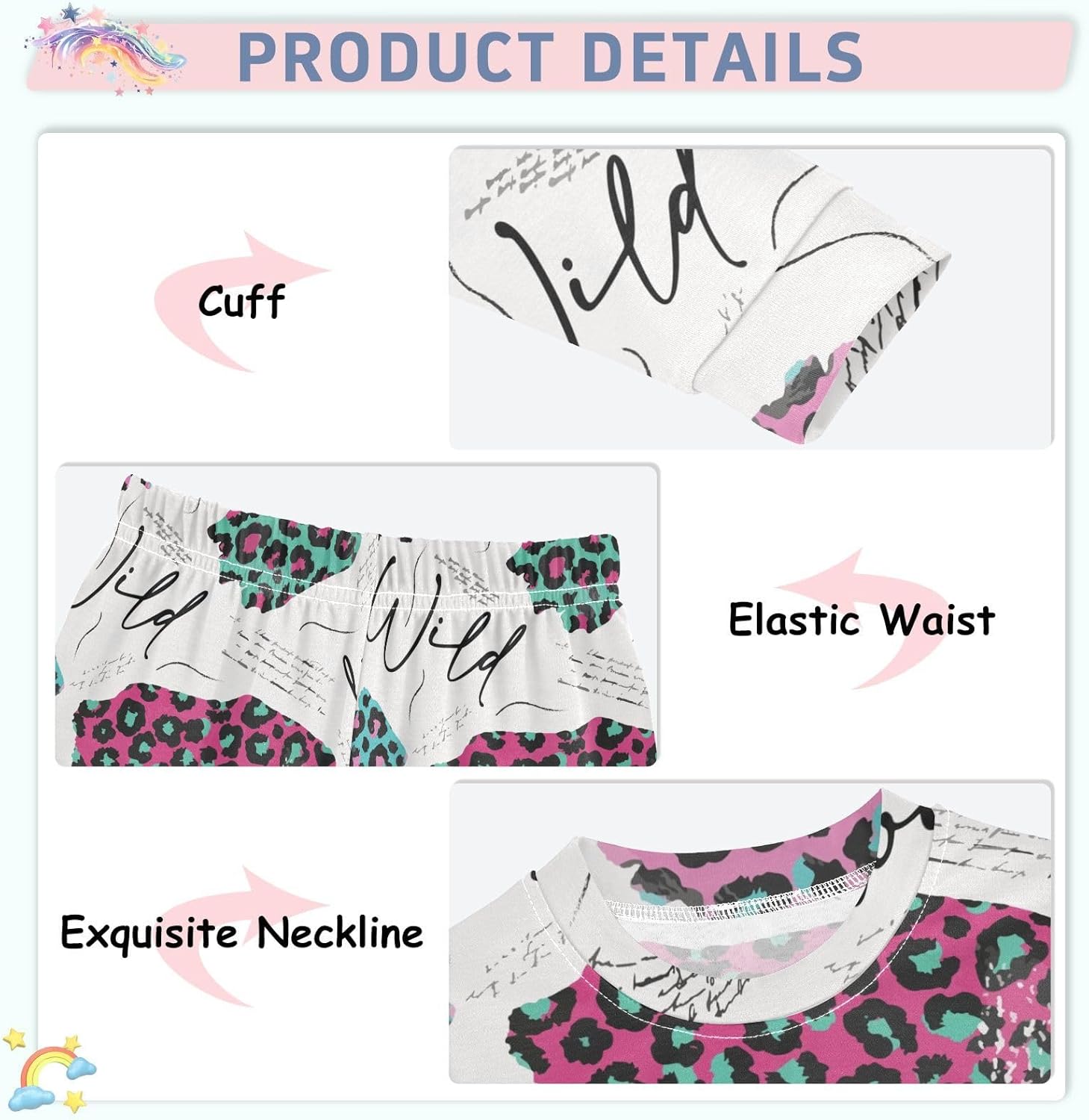 WIFIU Long Sleeve Pajama Set for Girls