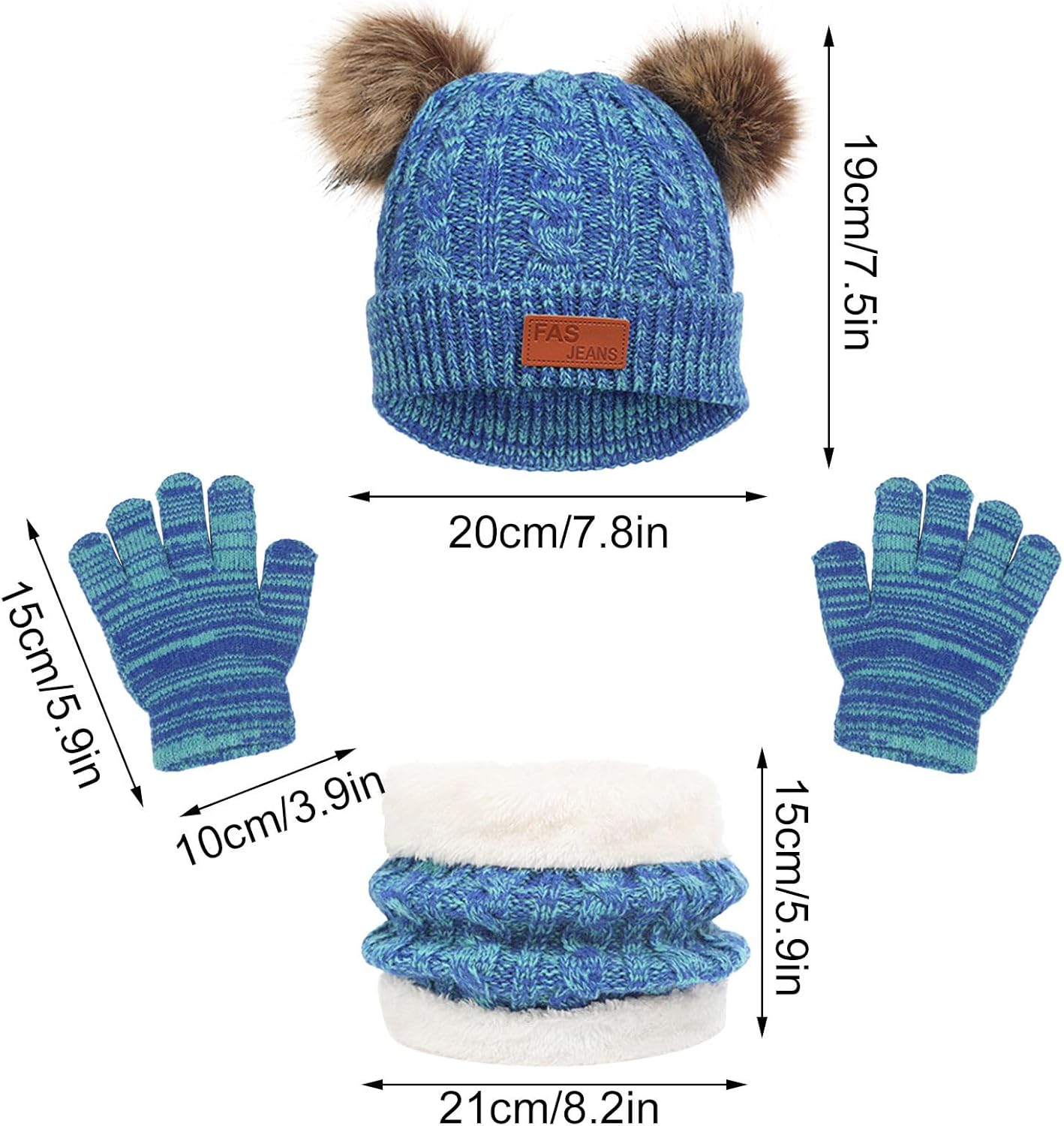 QotLoyi Kids Hats Gloves Set
