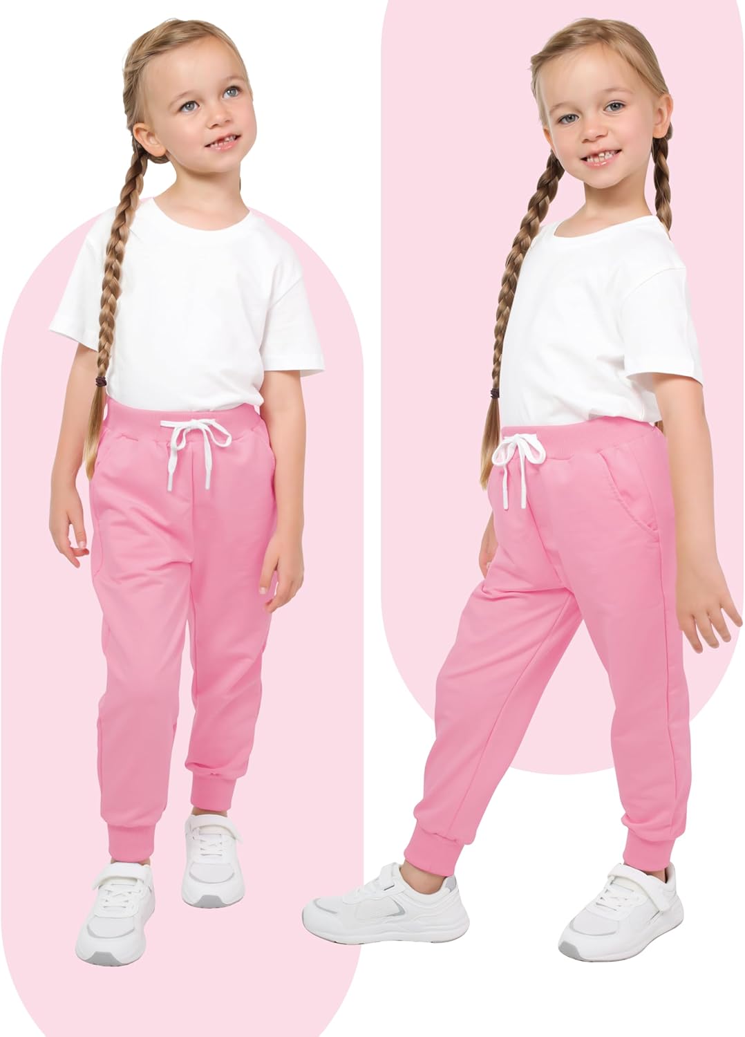 Resinta 4-Piece Girls and Toddler Active Jogger Sweatpants with Drawstring Pockets