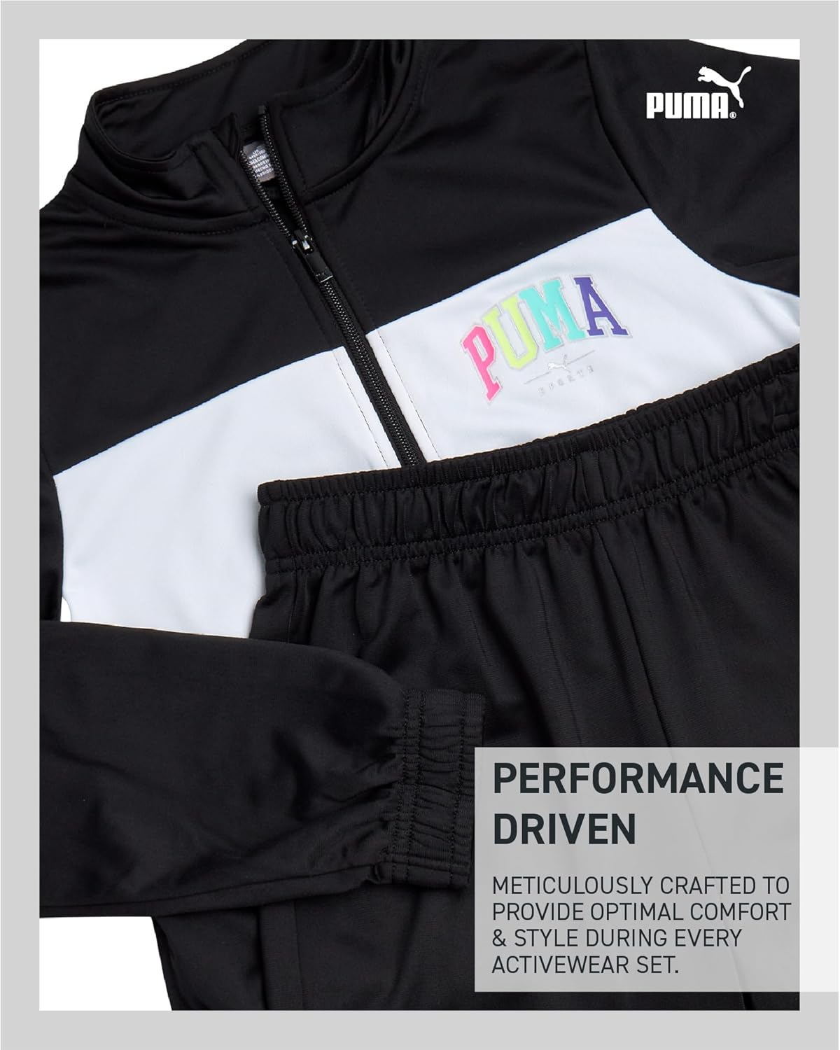 PUMA Girls Jogger Set athletic tricot flare pants zip-up jacket