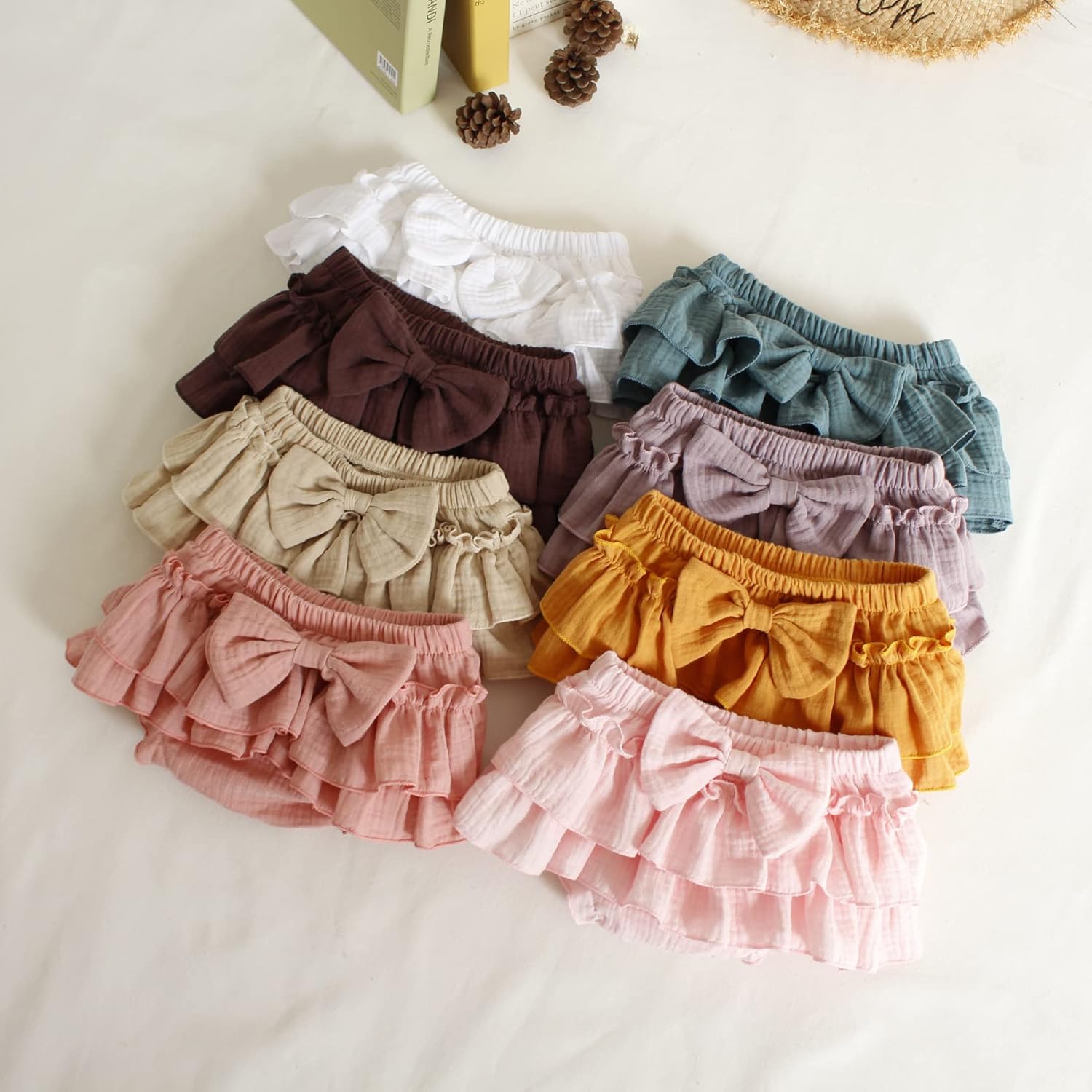 Soft Stylish Baby Girl Bloomer Skirt Bowknot Ruffle Diaper Cover -