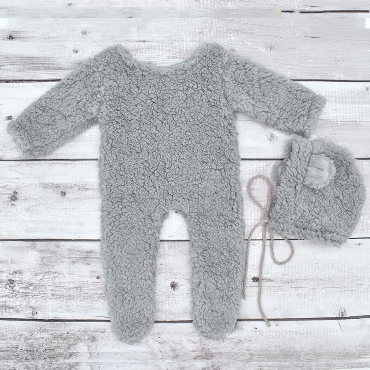 Coberllus Newborn Bear Romper Hat Perfect for Photoshoots