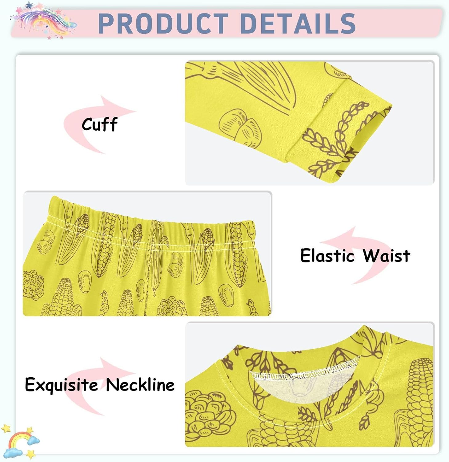 Cute Long Sleeve Pajama Set for Kids - Soft Cotton Spandex Sleepwear