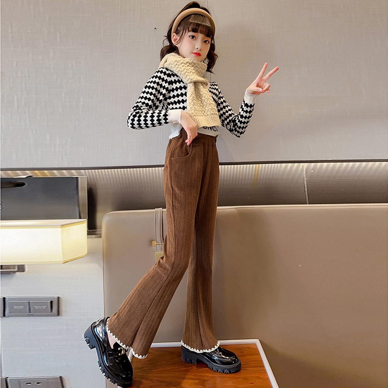 Slim High-Waisted Corduroy Flare Pants for Toddler Girls