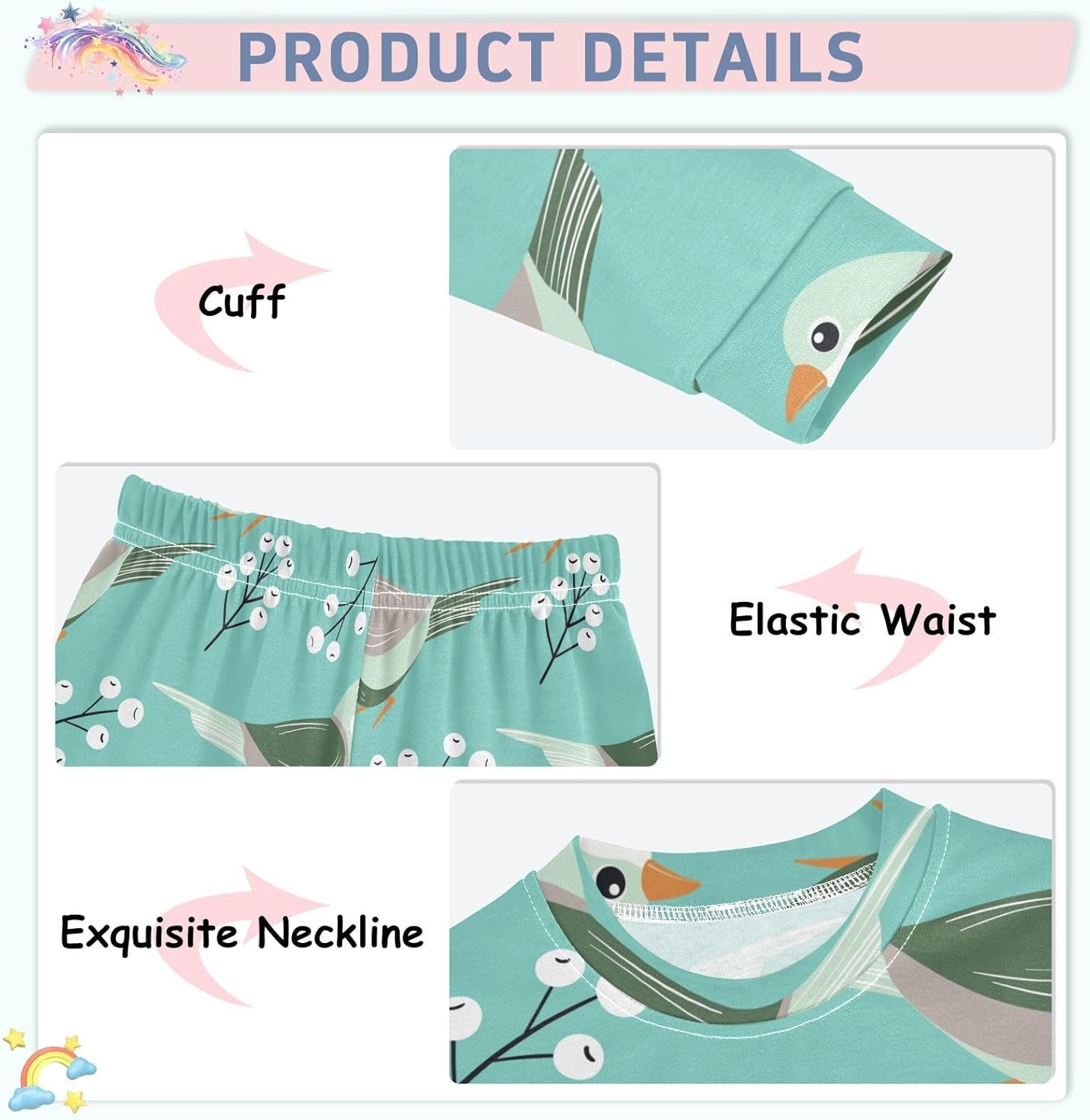 Adorable Long Sleeve Pajama Set for Kids Ages 18M-8Y