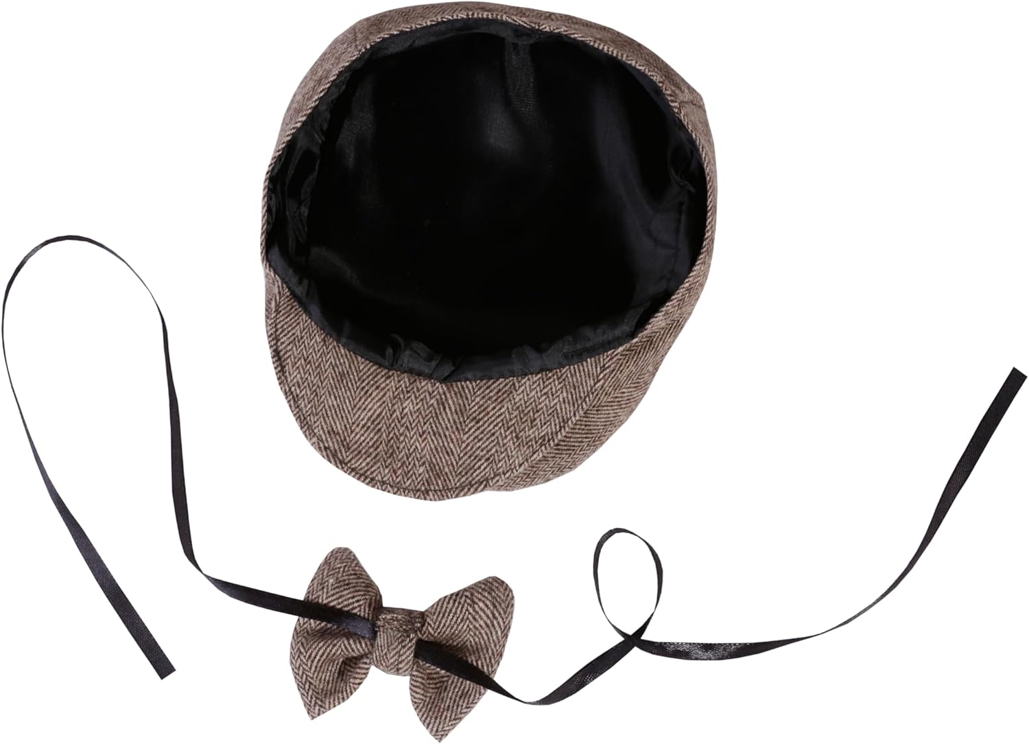 Matissa Newborn Boy Flat Newsboy Cap Bow Tie Set Gatsby Hat