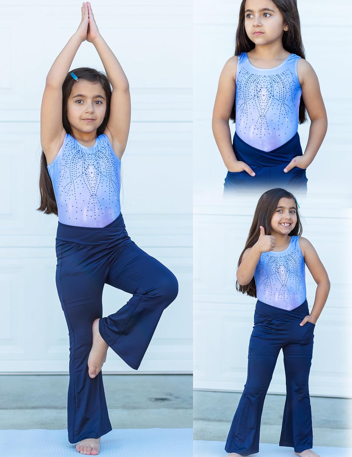 Zaclotre Girls High Waisted Flare Leggings with Pockets