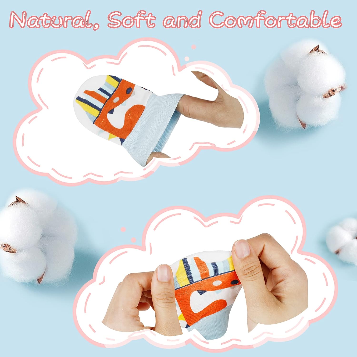 ONESING Organic Cotton Baby Gloves No Scratching 0-6 Months
