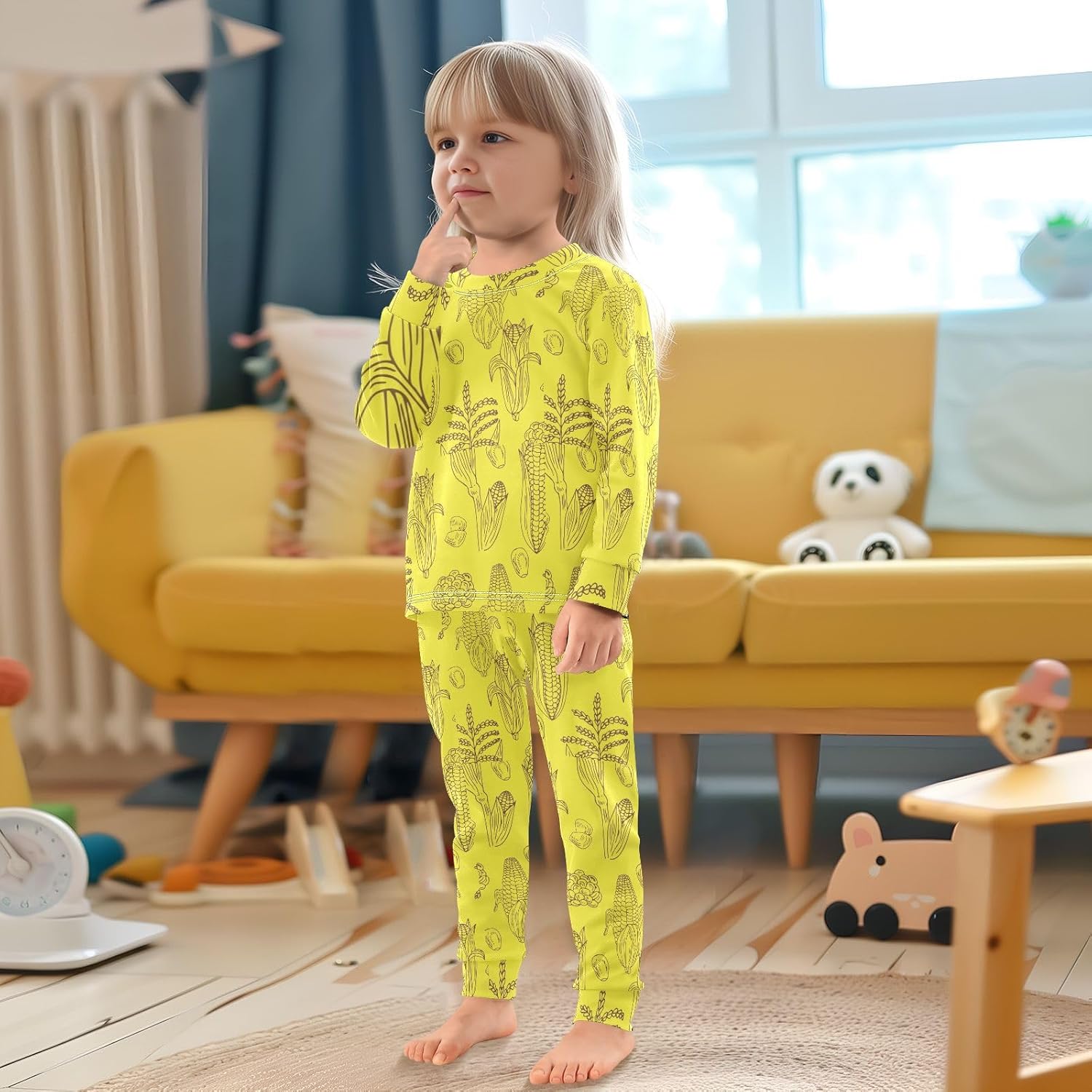 Cute Long Sleeve Pajama Set for Kids - Soft Cotton Spandex Sleepwear