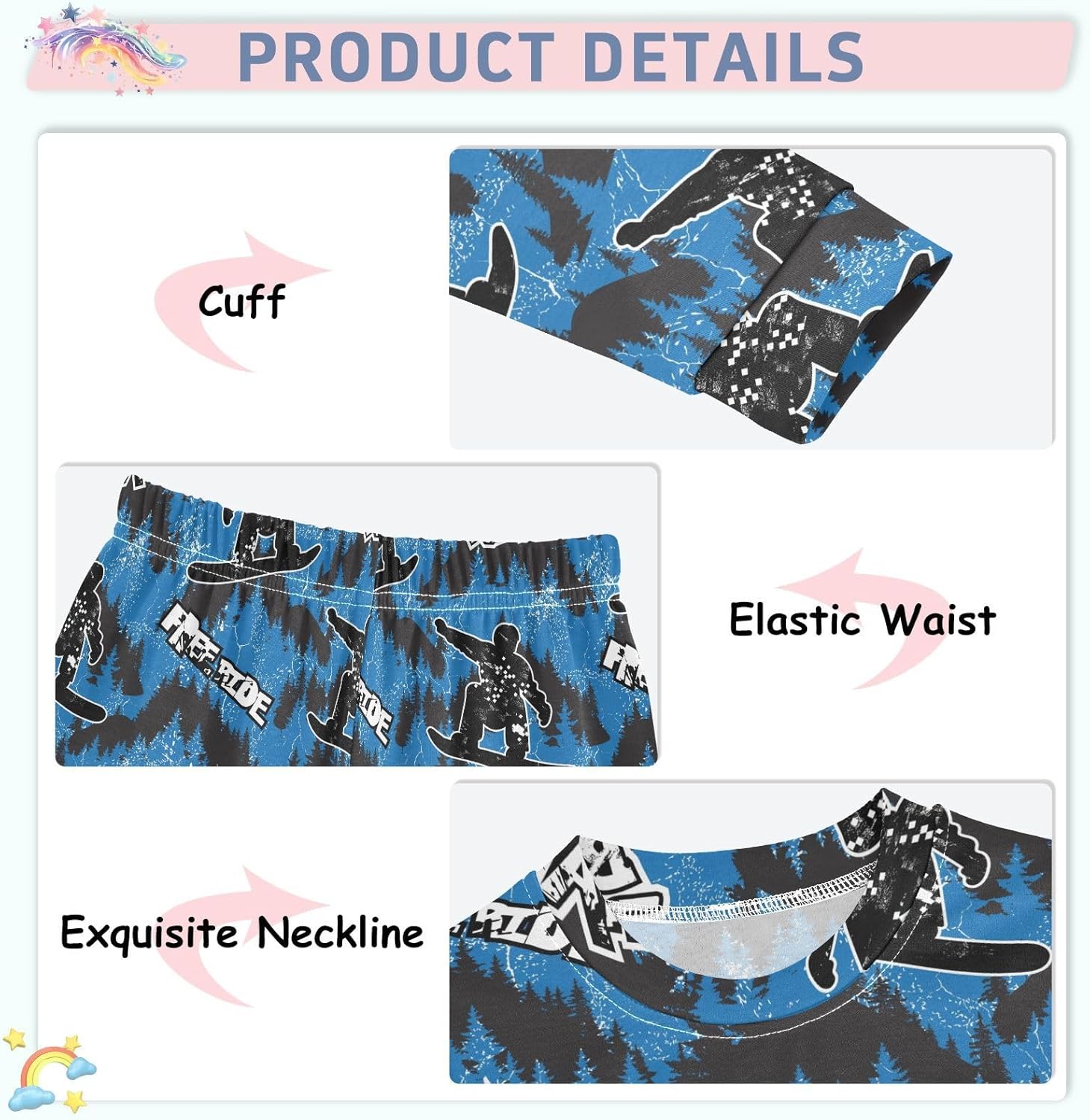 Cute Long Sleeve Pajama Set for Girls Ages 18M-8Y
