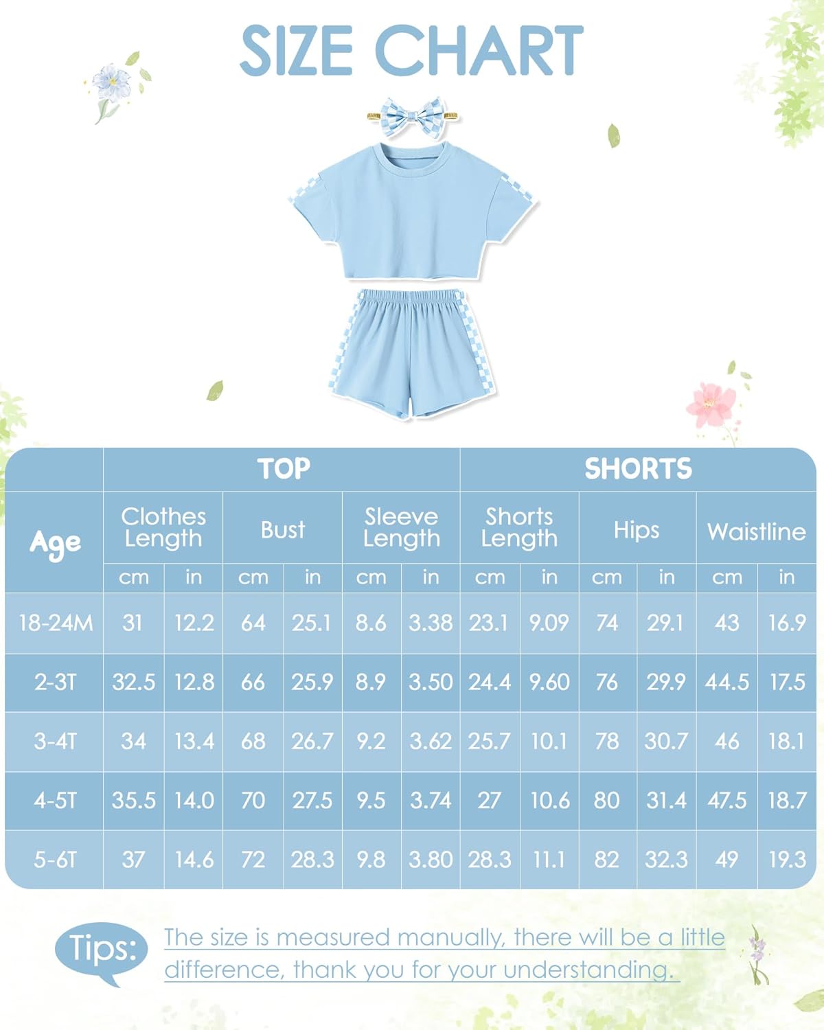 Sanmio Toddler Girl Summer Outfit Set Batwing T-ShirtShortsHeadband 3Pcs