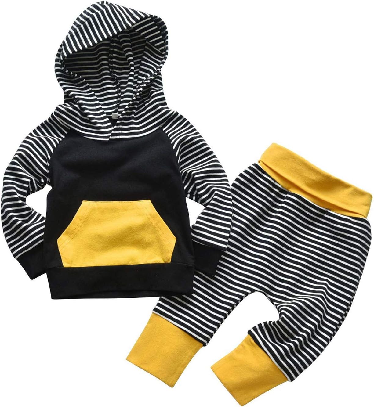 AMIMOJY Boys Girls Striped Long-Sleeve Hoodie Set