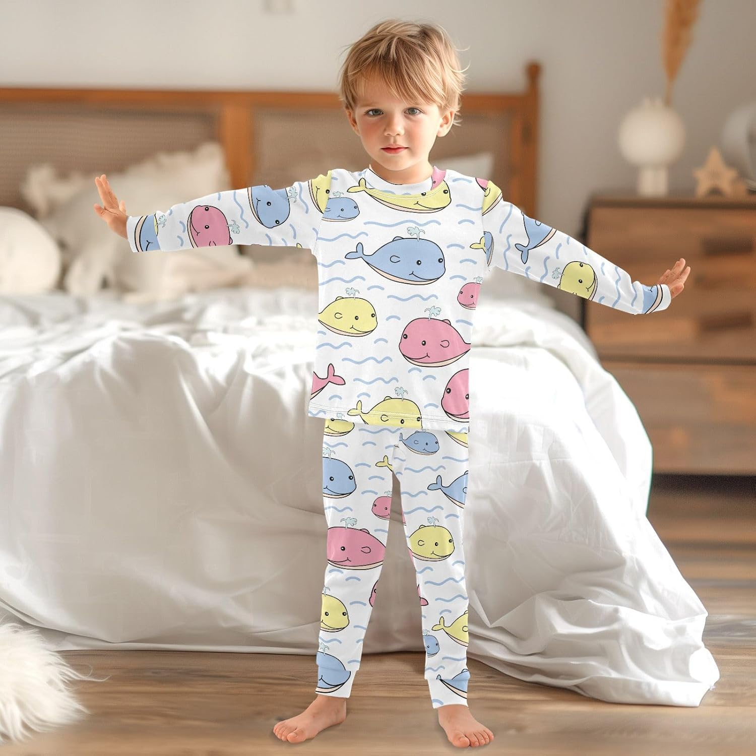 WIFIU Casual Pajama Sets for Kids Soft Cotton Sleepwear 18M-8Y