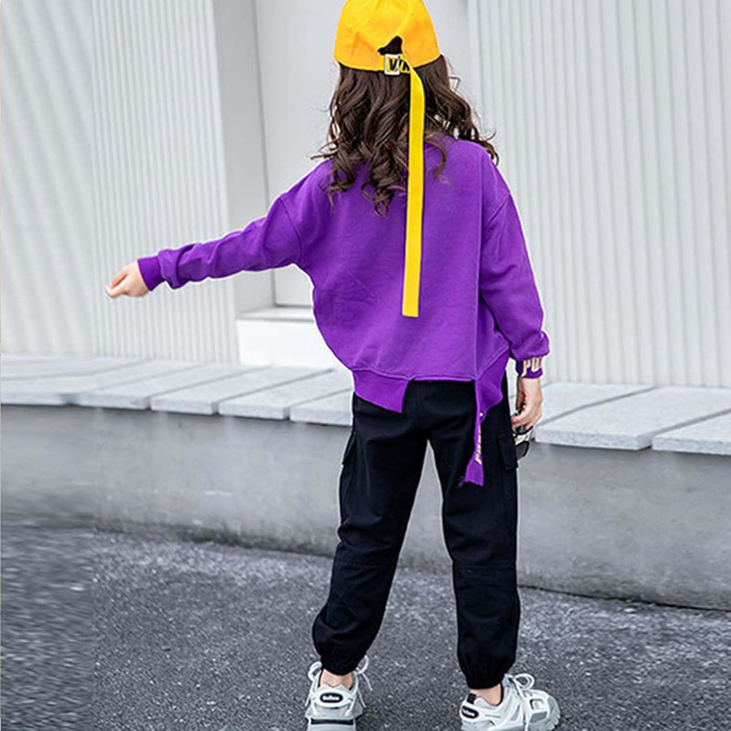 Girls Cargo Pants Wide Leg Stretch High Waisted Drawstring Joggers with Pockets