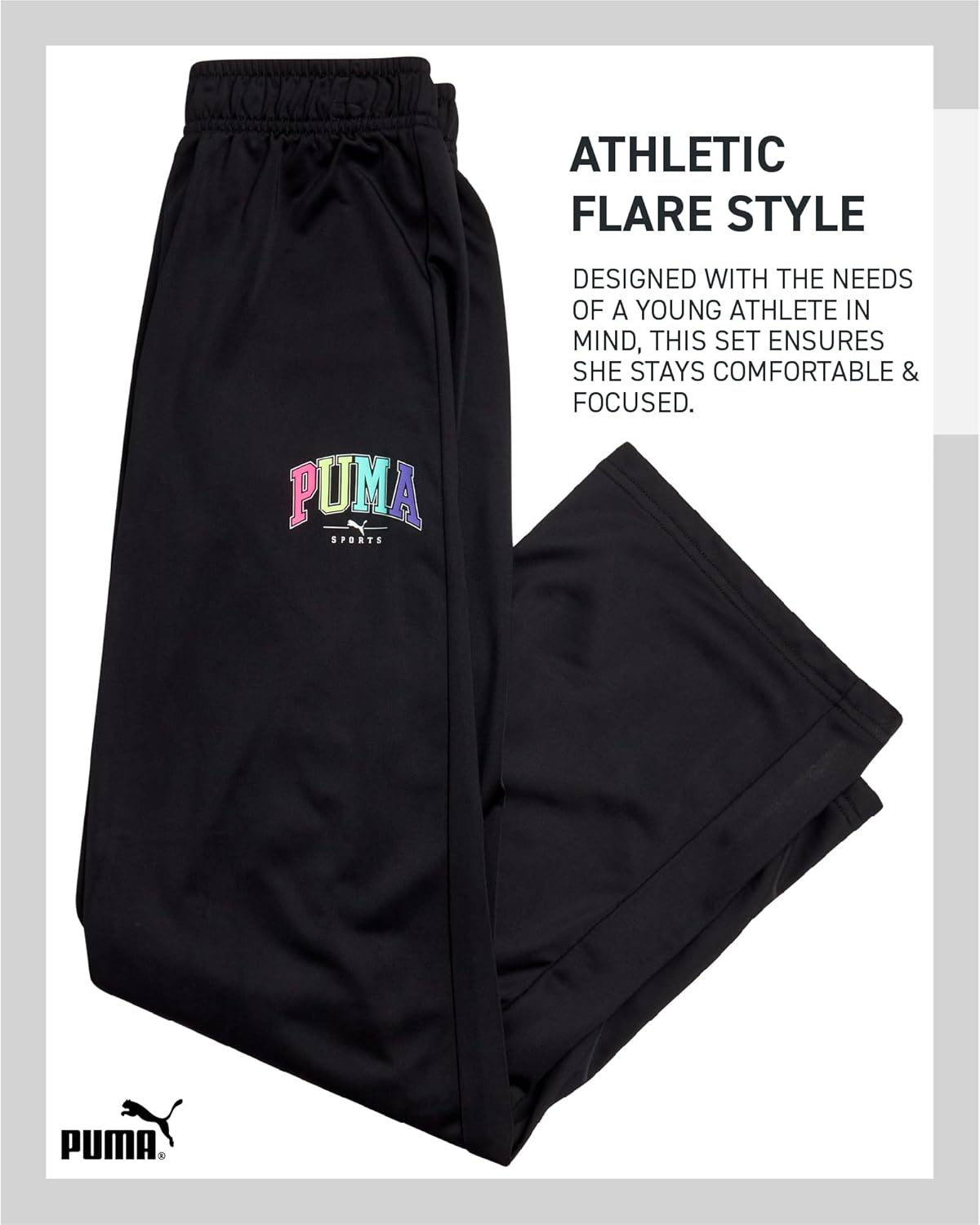 PUMA Girls Jogger Set athletic tricot flare pants zip-up jacket