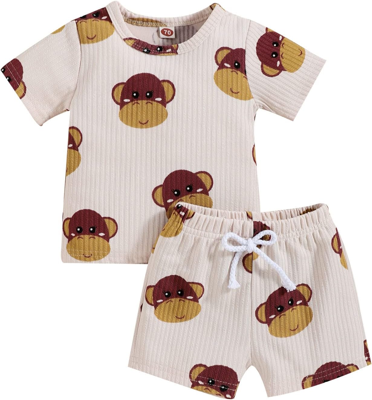Toddler Boys and Girls Cartoon Monkey Prints Homewear Set 2Pcs Cute Baby Set