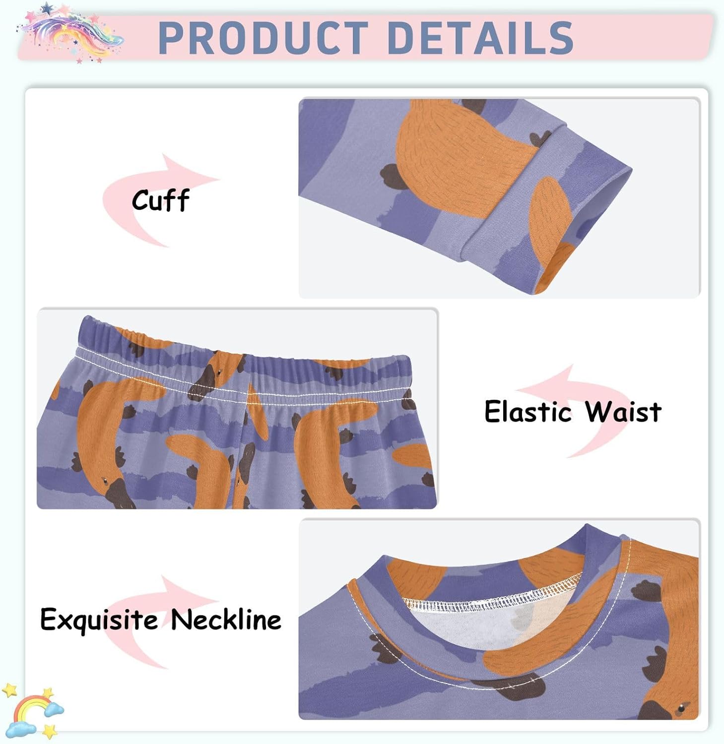 Comfortable Pajamas for Girls Soft Cotton Spandex Pjs Ages 18M-8Y
