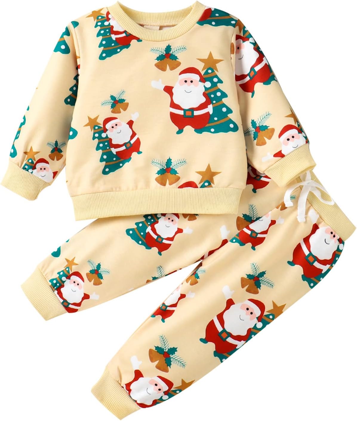 Christmas Toddler Santa Print Pullover T-Shirt with Headband