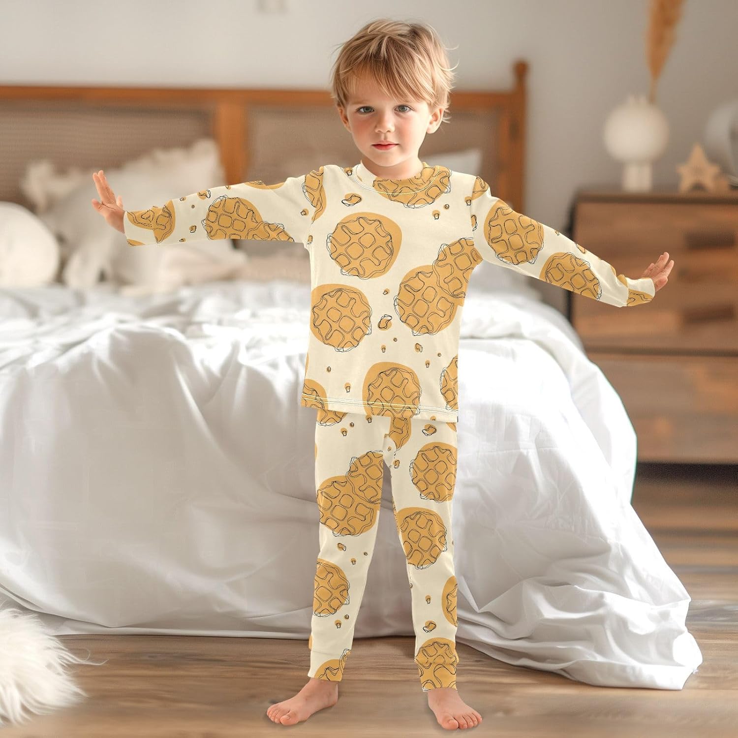 WIFIU Soft Cotton 2 Piece Pajama Set for Kids 18M-8Y