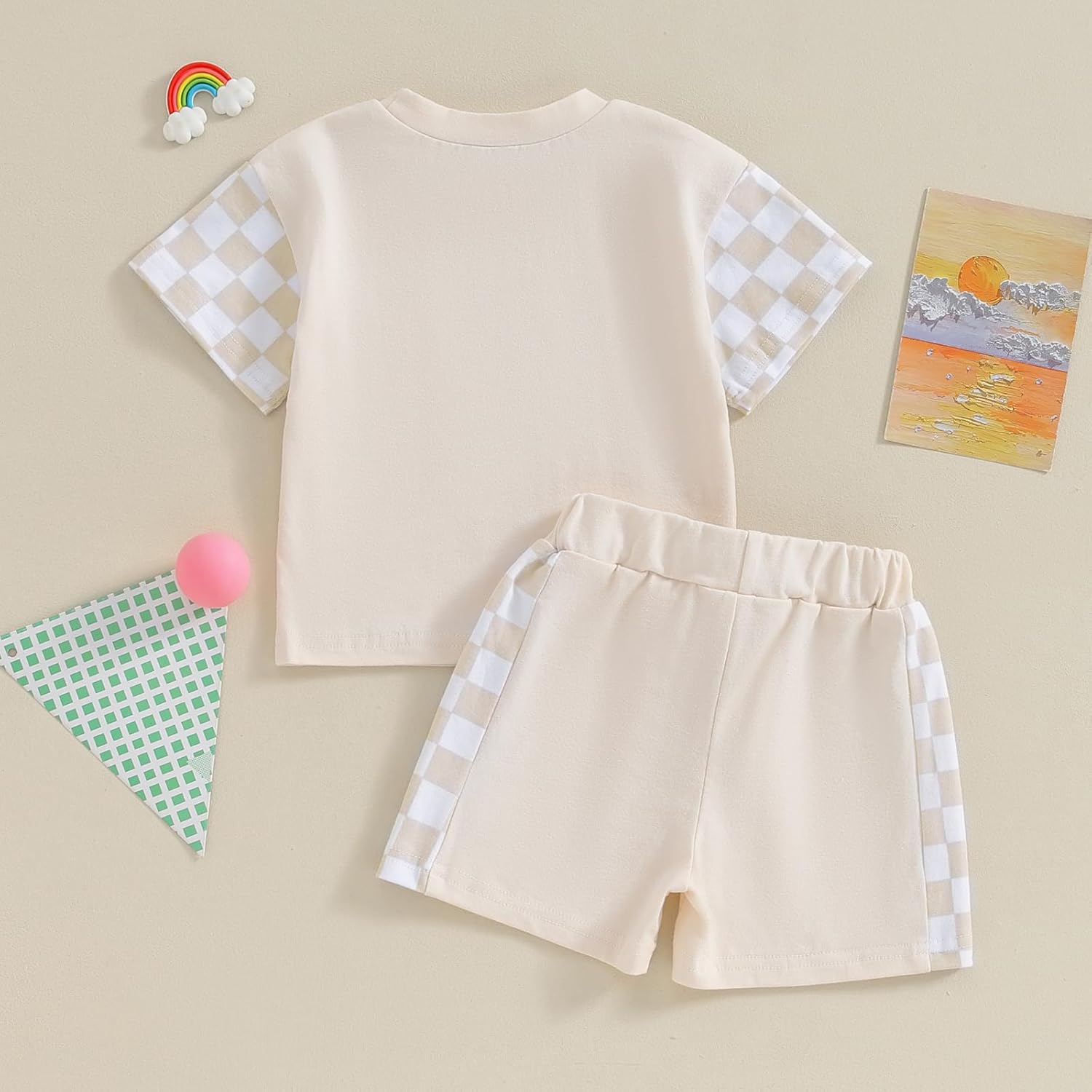 Cute Baby Summer Outfits Plaid Patchwork Elastic