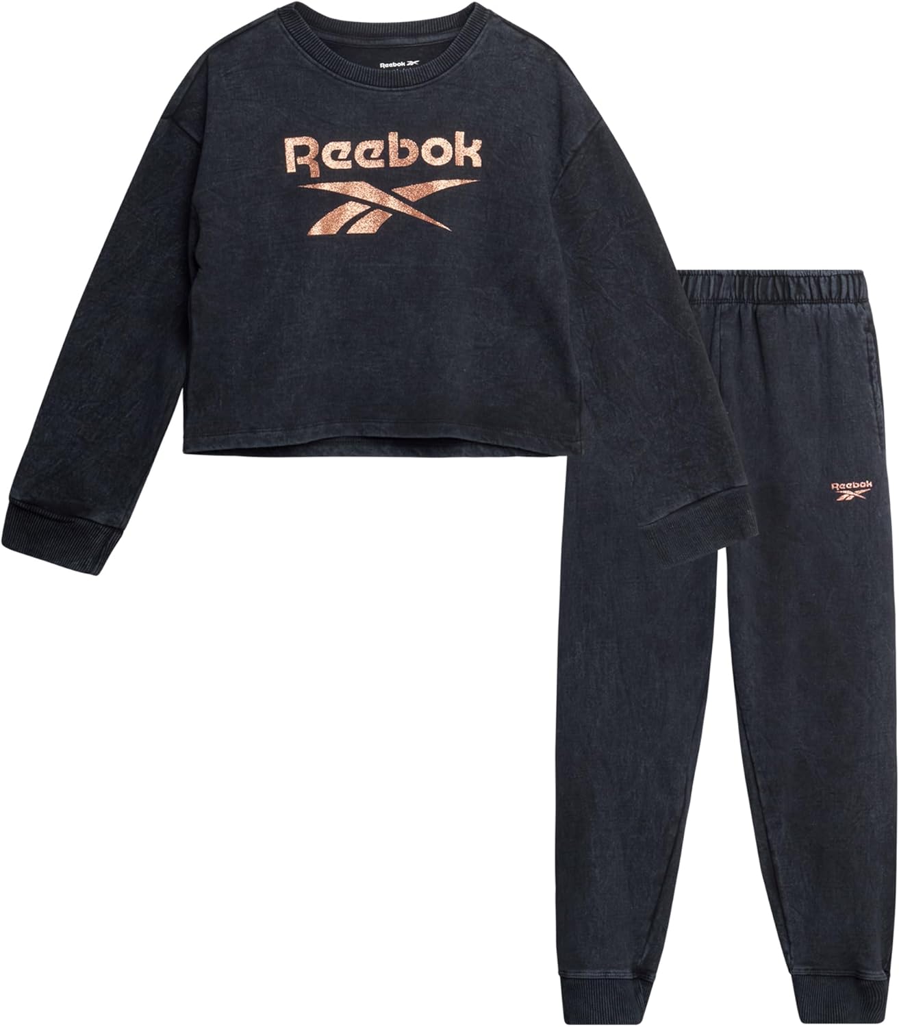 Reebok Girls Sweatsuit Set - 2 Piece Fleece Hoodie Jogger