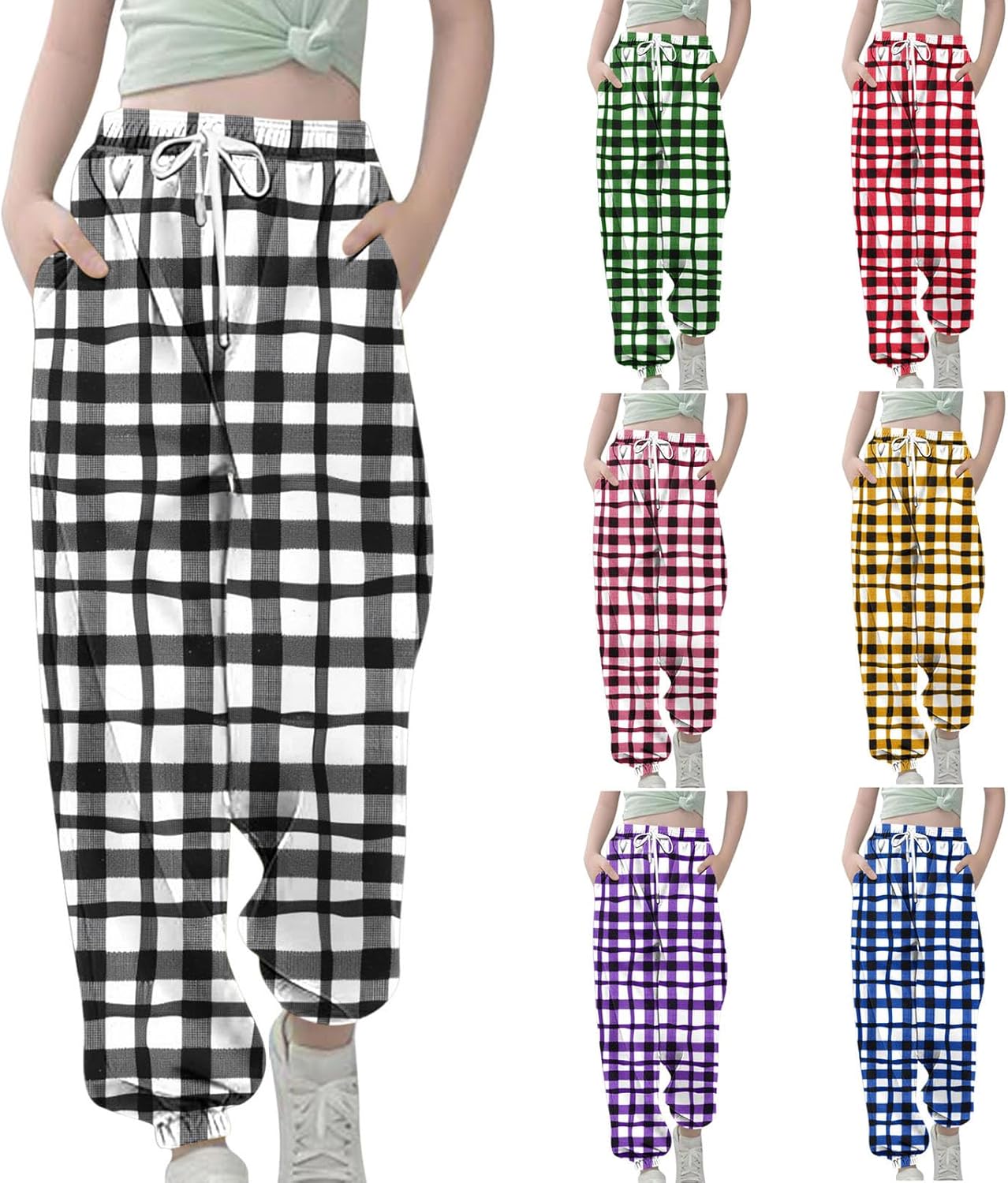 Teen Girls Plaid Joggers