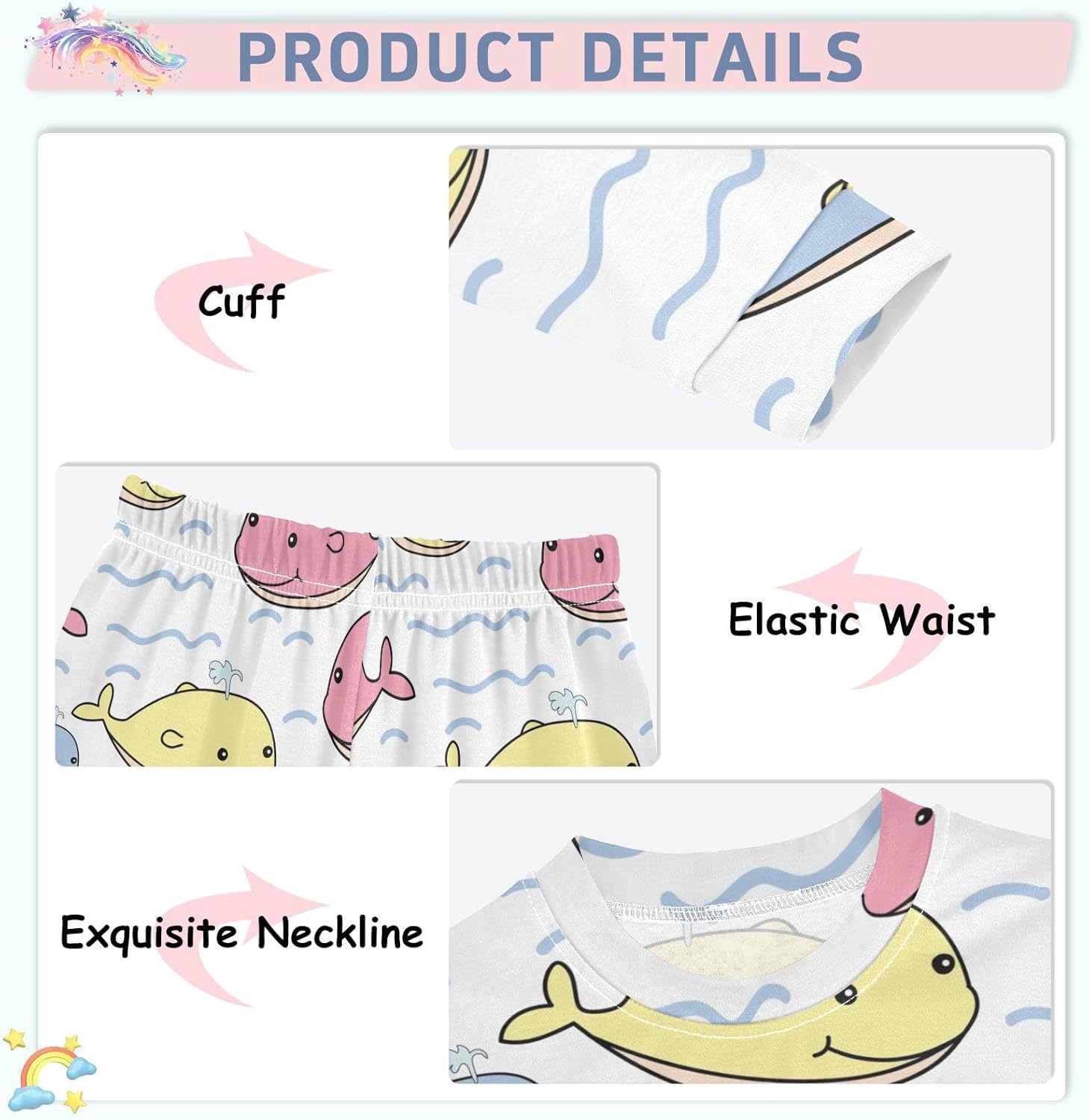 WIFIU Casual Pajama Sets for Kids Soft Cotton Sleepwear 18M-8Y