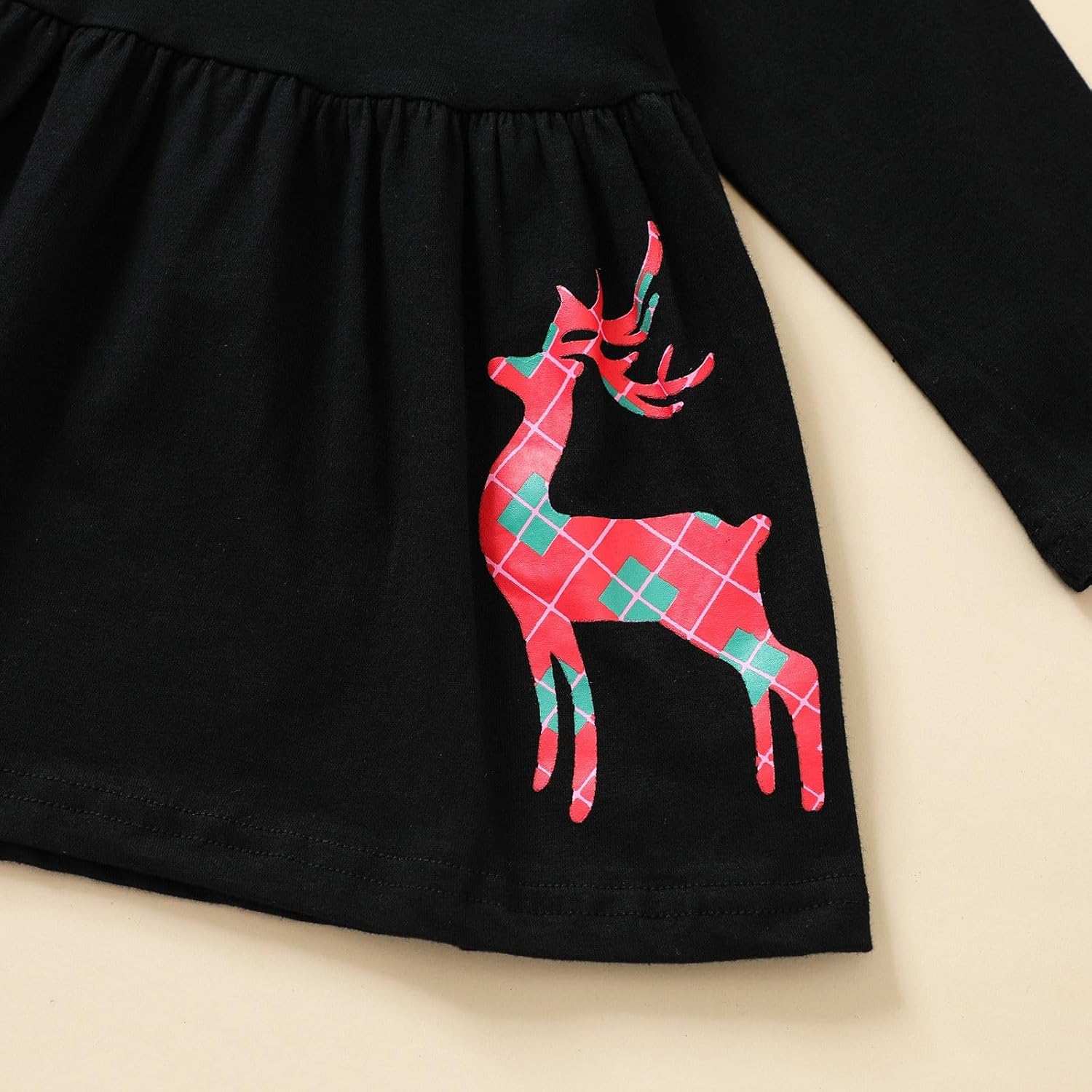 6 Set Toddler Girls Christmas Deer Print Outfit with Scarf