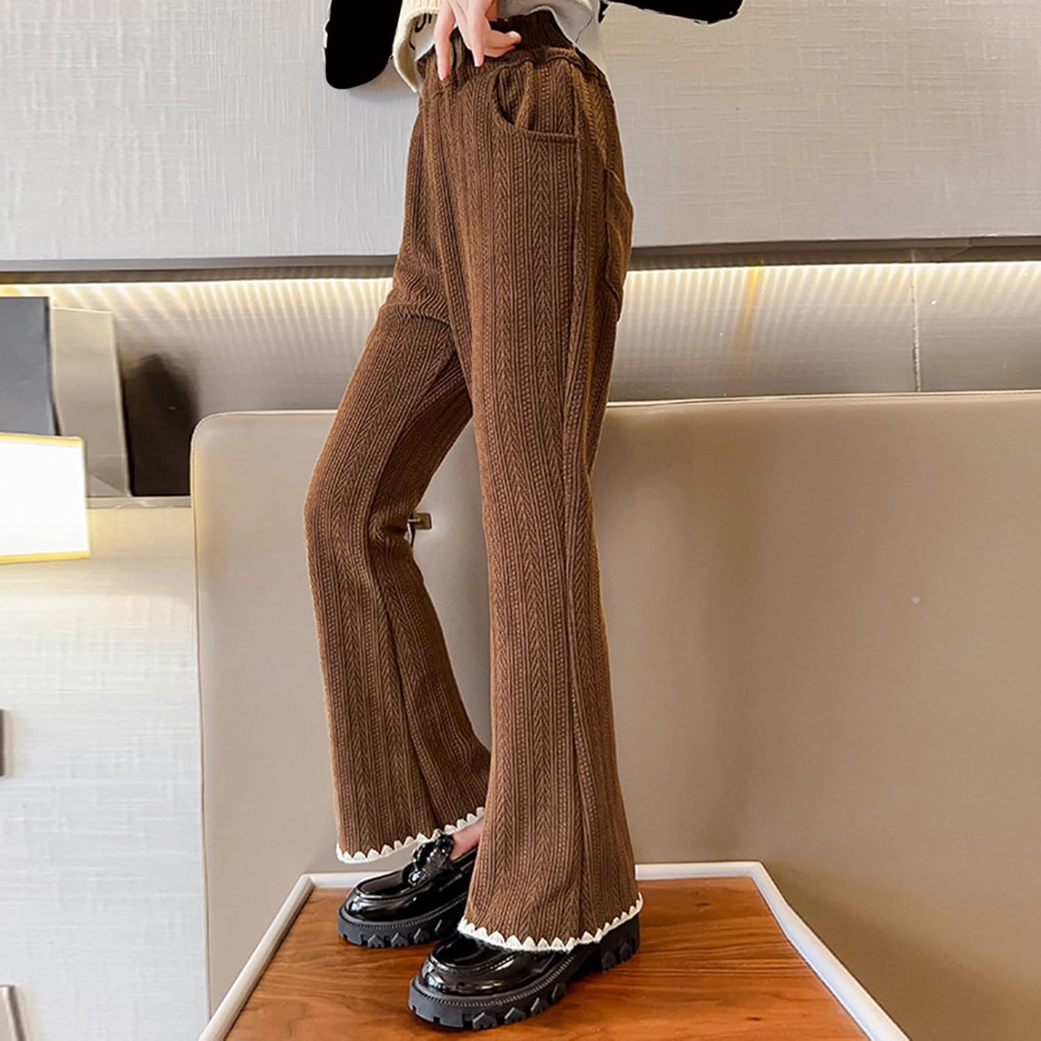 Slim High-Waisted Corduroy Flare Pants for Toddler Girls