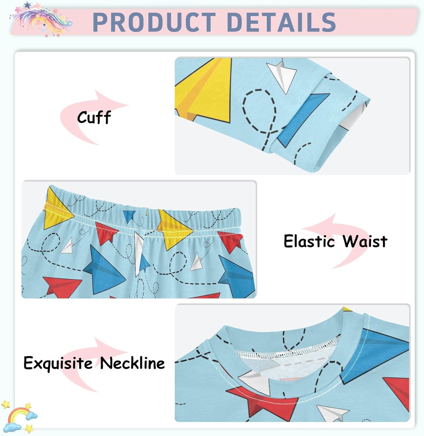 WIFIU 2-PJ Set for Kids Cotton Spandex Ages 18M-8Y