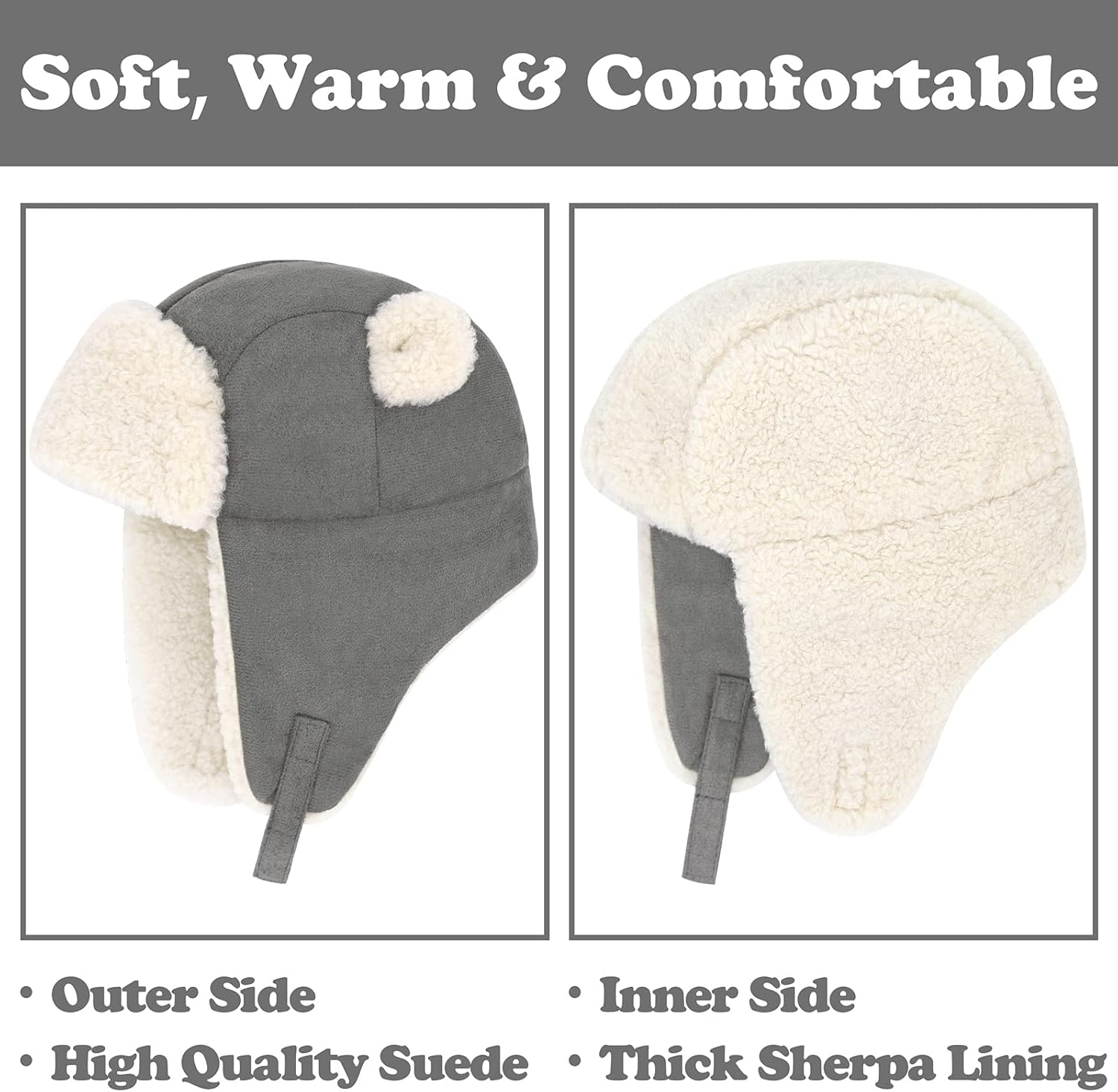Sherpa Toddler Winter Hat with Bear Ears Soft and Warm