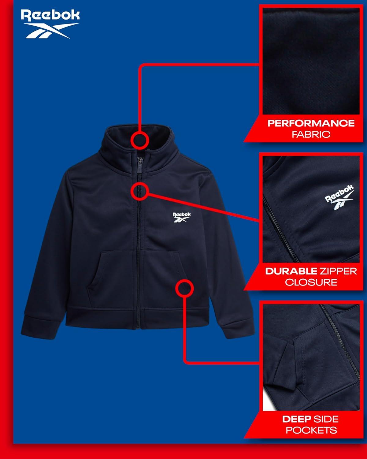 Reebok Boys Tricot Track Jacket Jogger Pant Set