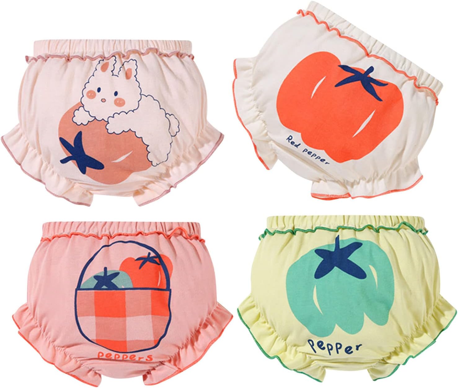 Cute Ruffle Baby Short 4-Pack - Soft Stretchy Absorbent