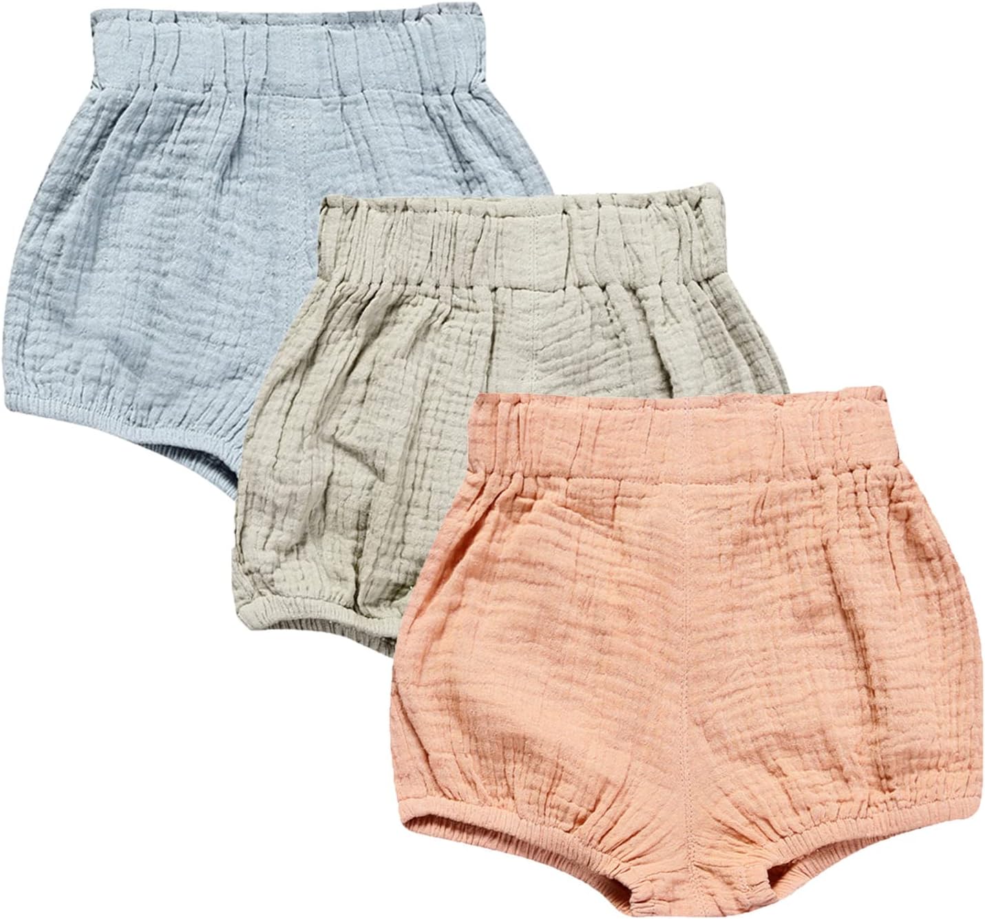 EISHOW 3PC Cotton Linen Shorts for Babies
