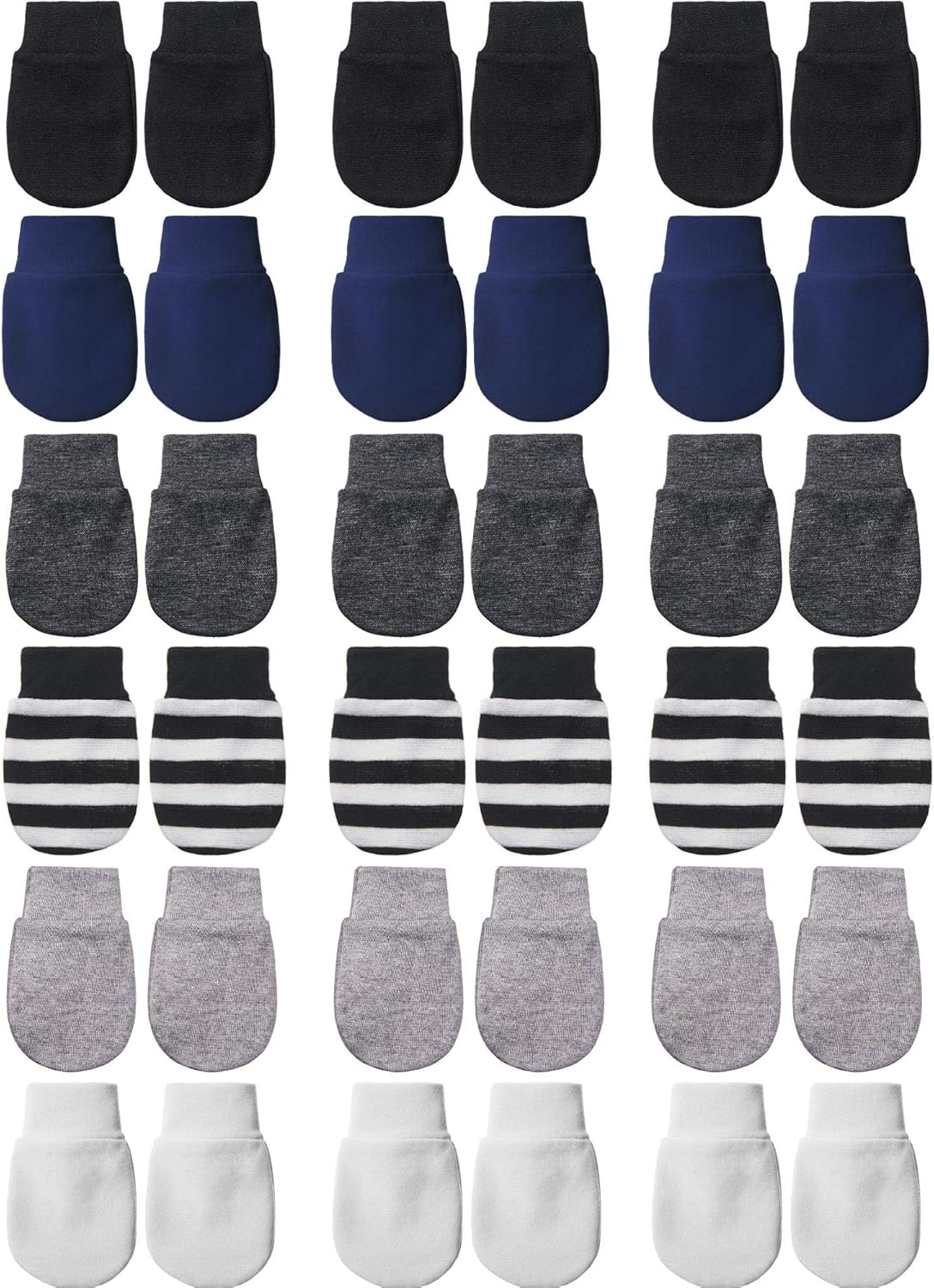 18-Pair No-Scratch mittens for Babies 0-6 Mo