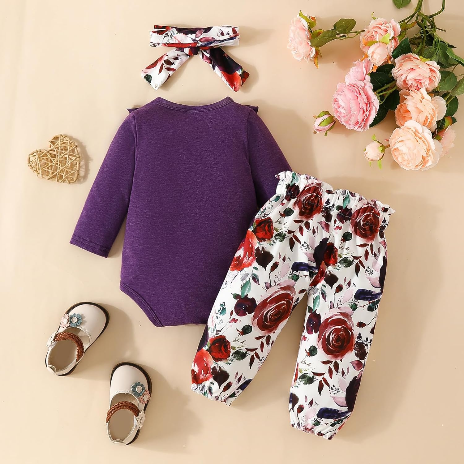 Adorable Toddler Girls SET - Long Sleeve Floral Top and Pants