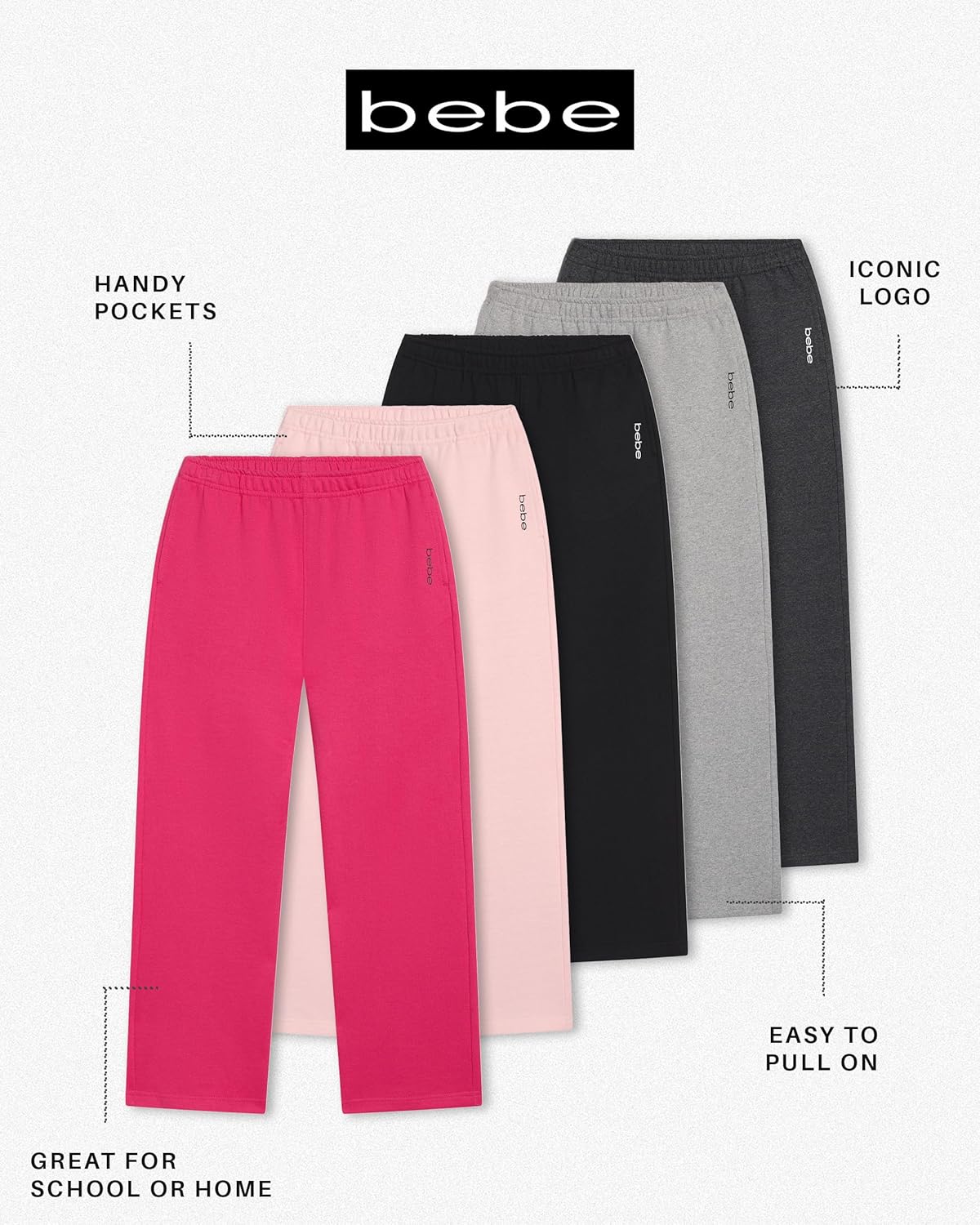 Bebe Girls Wide Leg Sweatpants