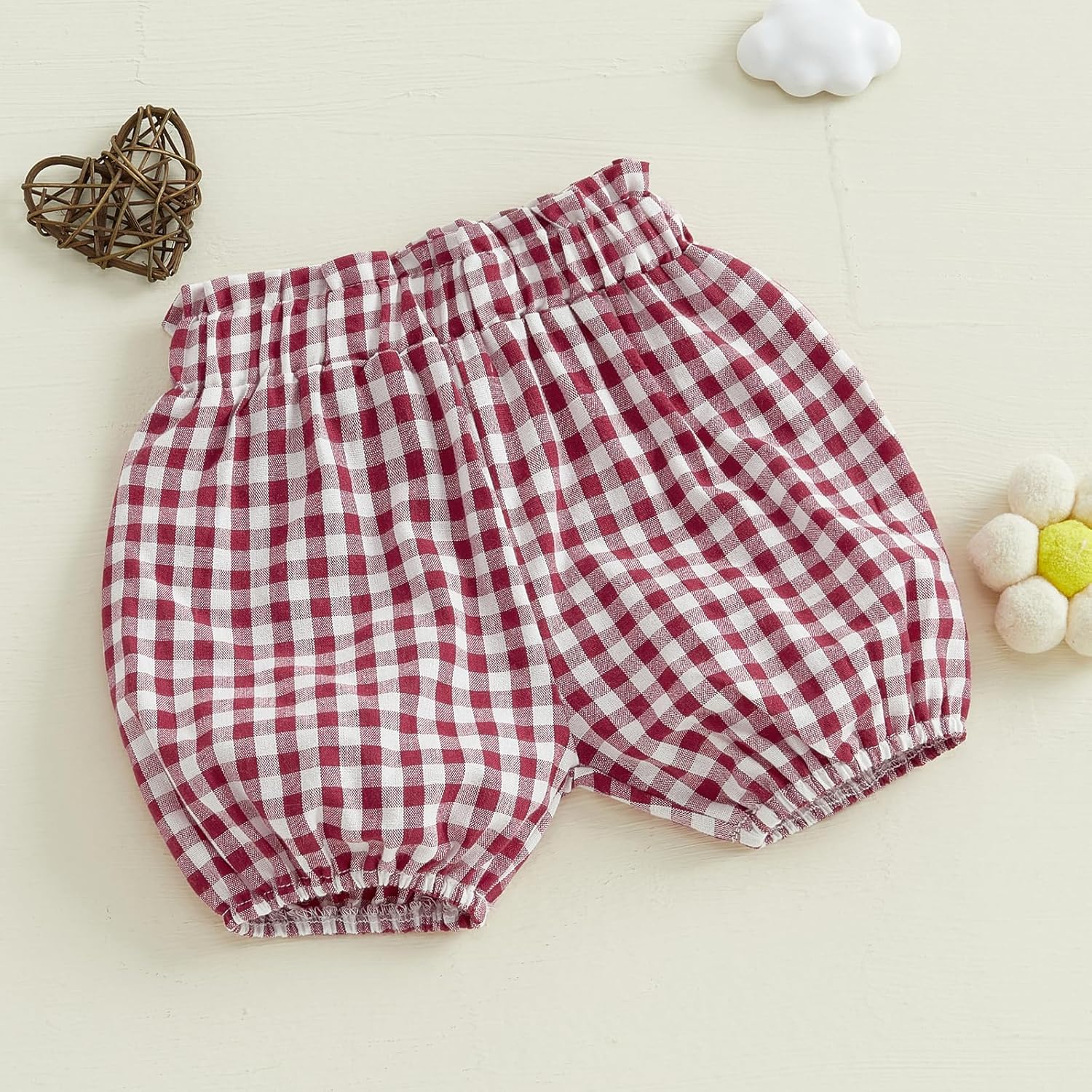 Emmababy Baby Girls Plaid Ruffle Shorts