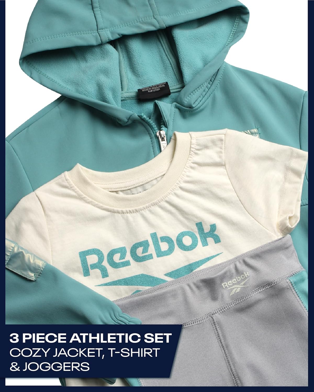 Reebok Baby Girls Set Cozy Fleece Graphic Tee for Little Ones
