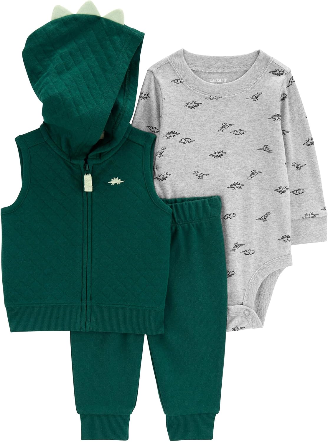 Stylish Quilted Little Jacket Set for Little Dino Lovers