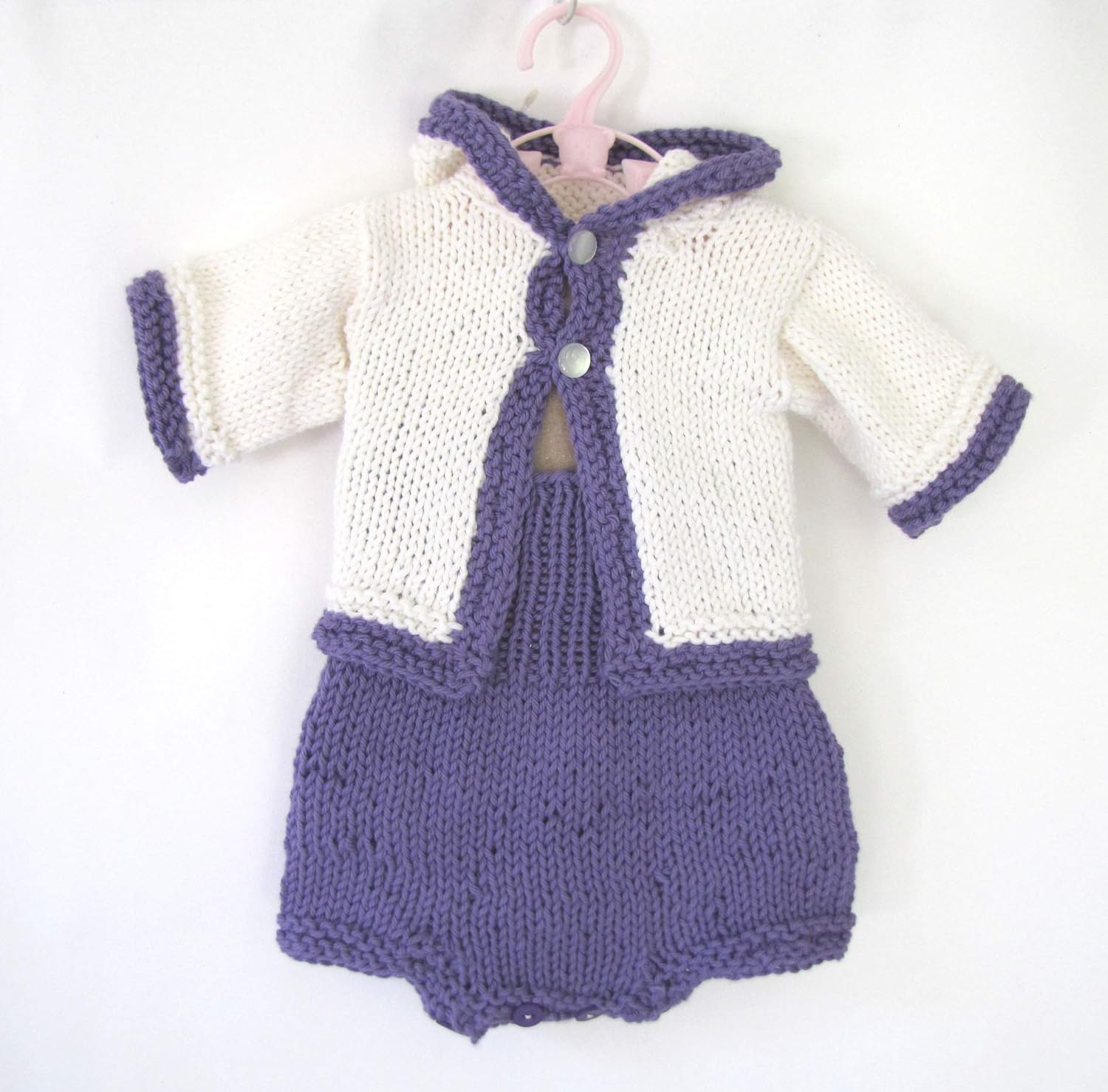 KSS Handmade Gender Neutral WhitePurple Cotton Baby Sweater Pants Set 3 Months