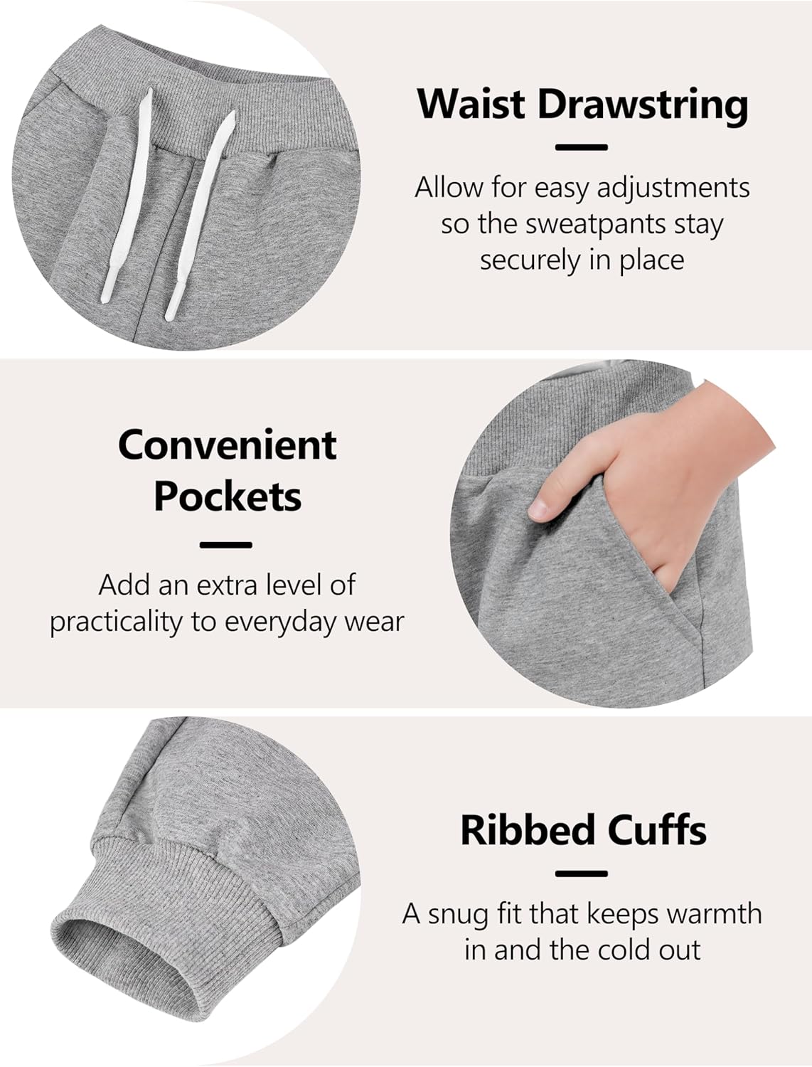 Resinta 4-Piece Girls and Toddler Active Jogger Sweatpants with Drawstring Pockets