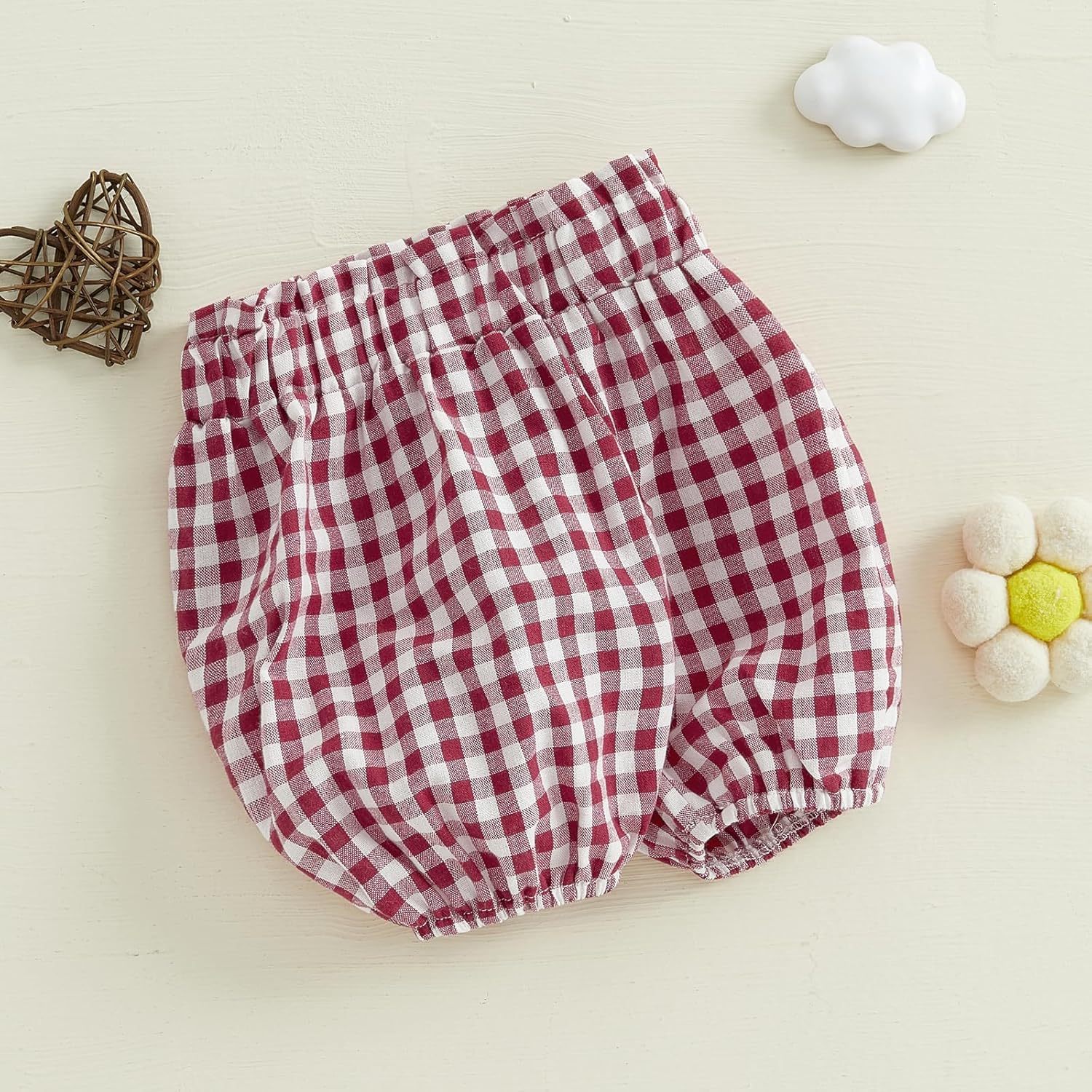 Emmababy Baby Girls Plaid Ruffle Shorts