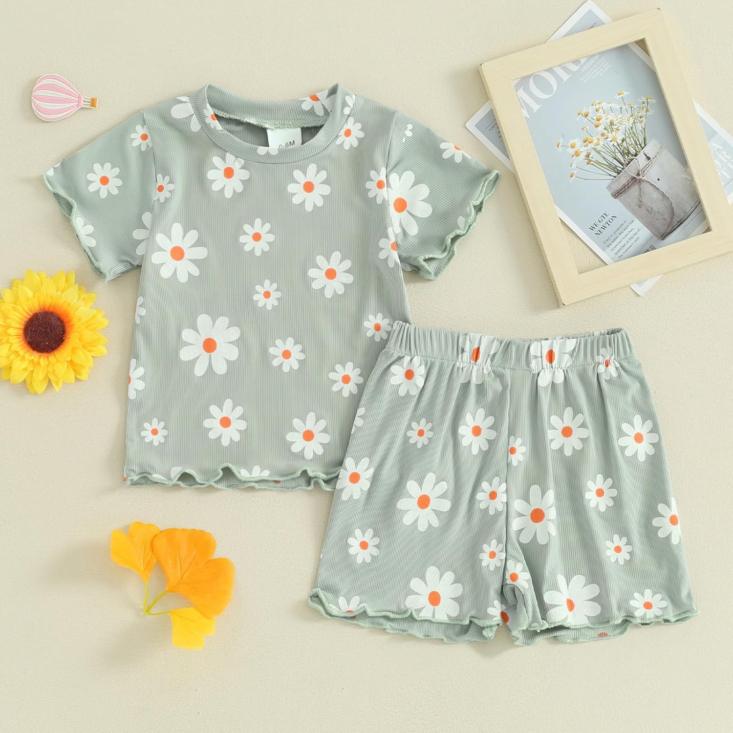 Floral Top Elastic waist short toddler girl - summer outfits