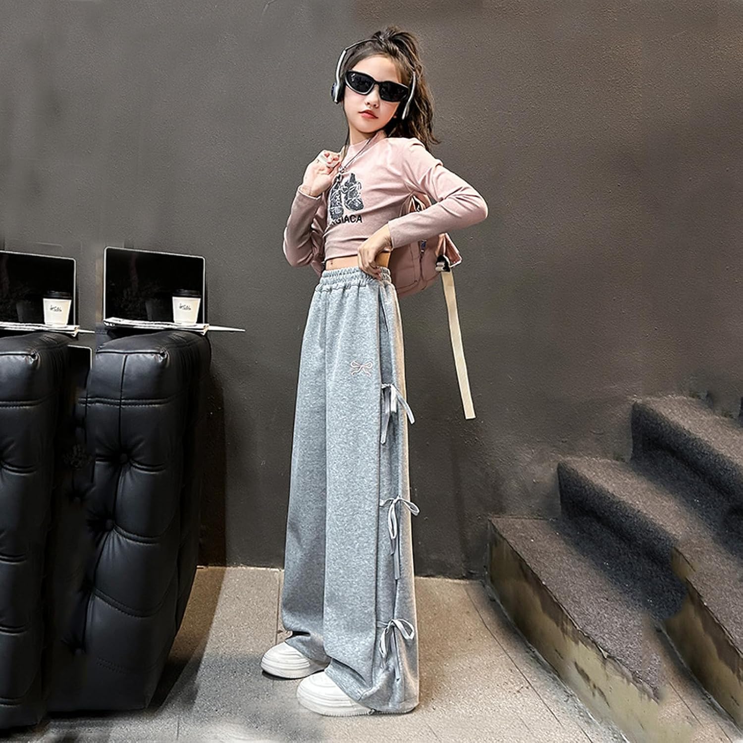 Trendy Wide Leg Sweatpants for Girls 4-14 Years